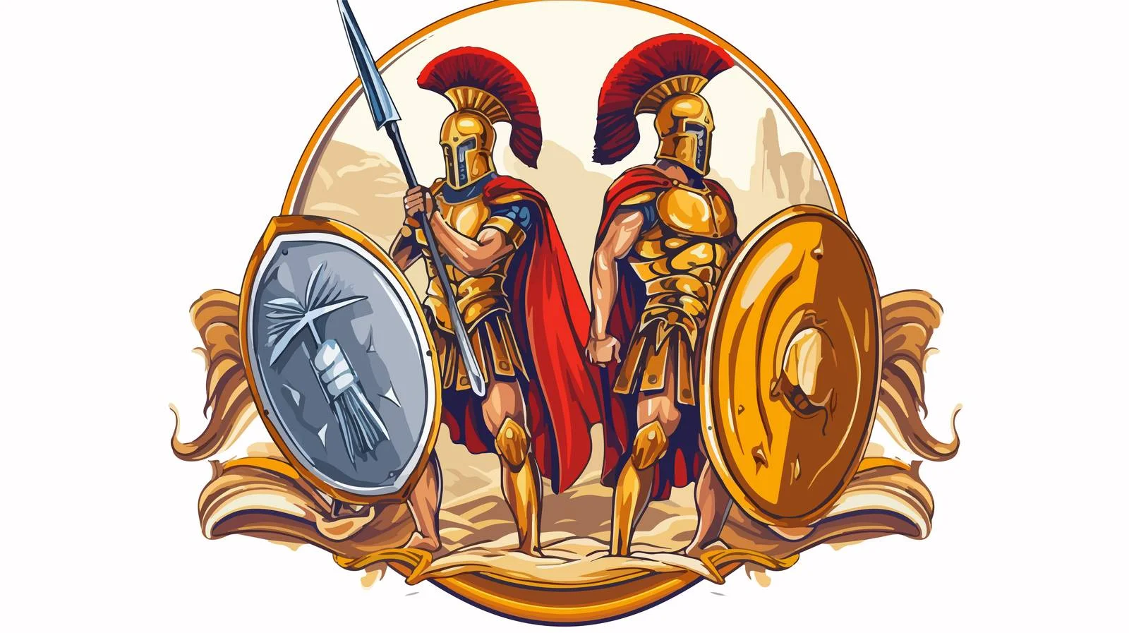 Ancient Greek Warrior Battle Scene Art — free download from Dotvec