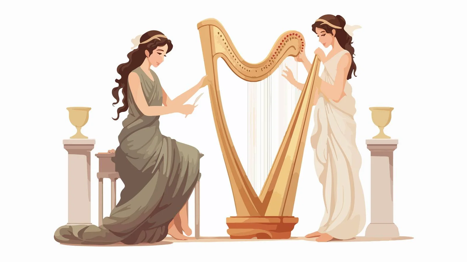 Ancient Greek Women Near Pedestal — free download from Dotvec