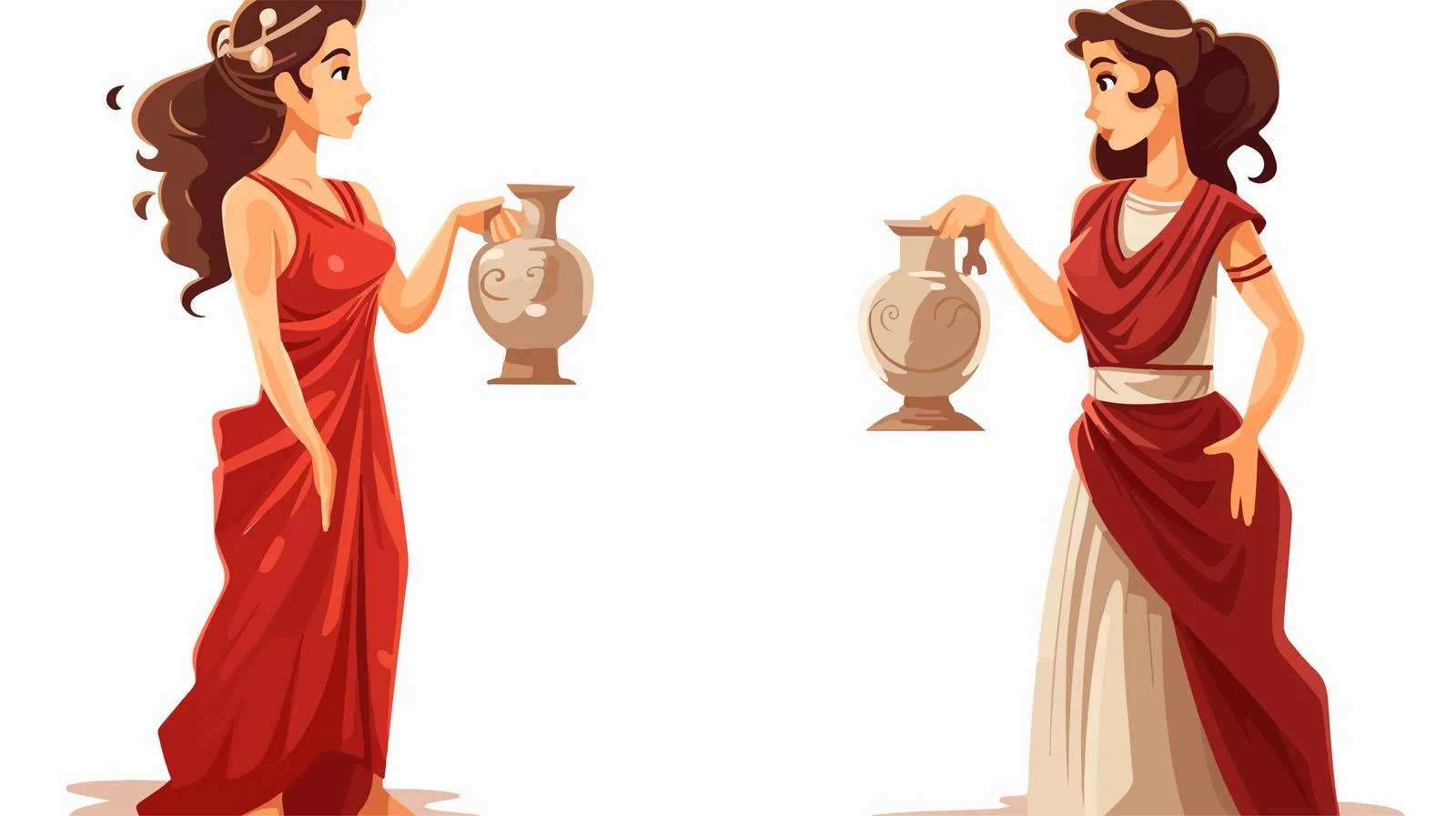 Ancient Greek Women with Jugs in Tunics — free download from Dotvec