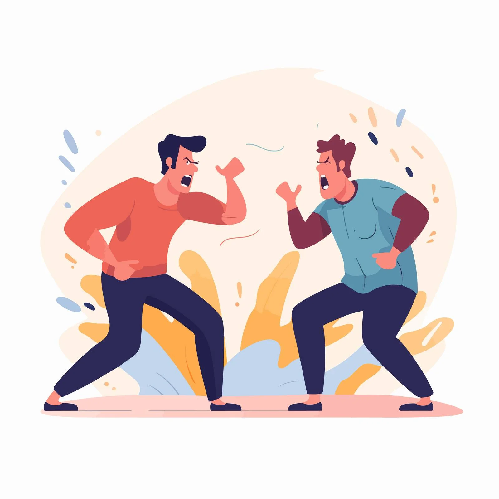 Intense cartoon characters arguing in conflict — free download from Dotvec