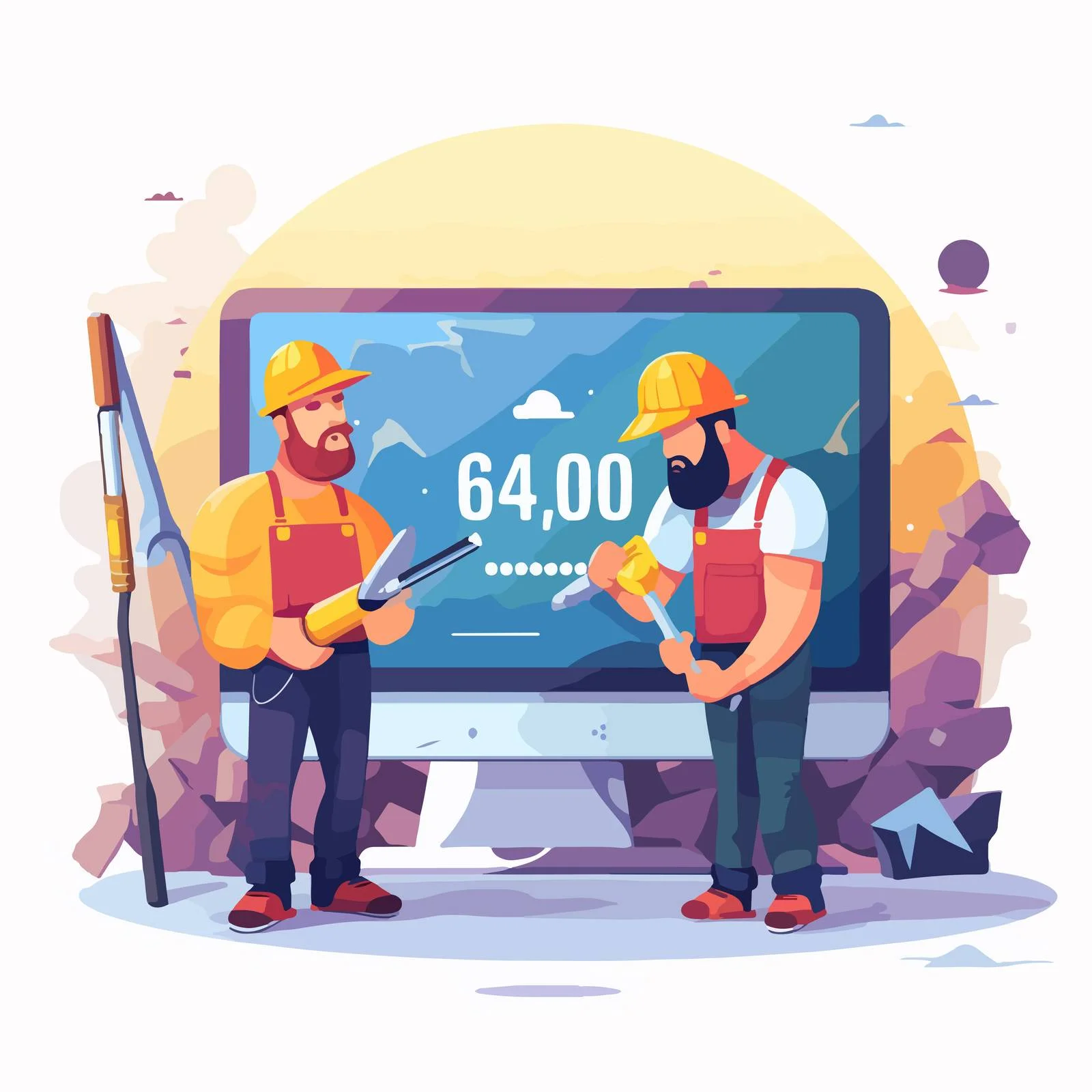 Cartoon Construction Workers Transporting Repairs — free download from Dotvec