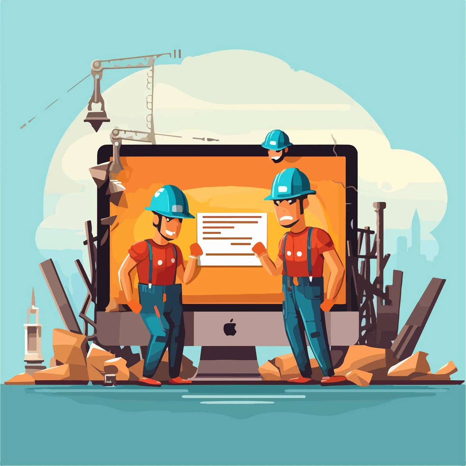 Two Cartoon Workers Carrying Repair Tools — free download from Dotvec