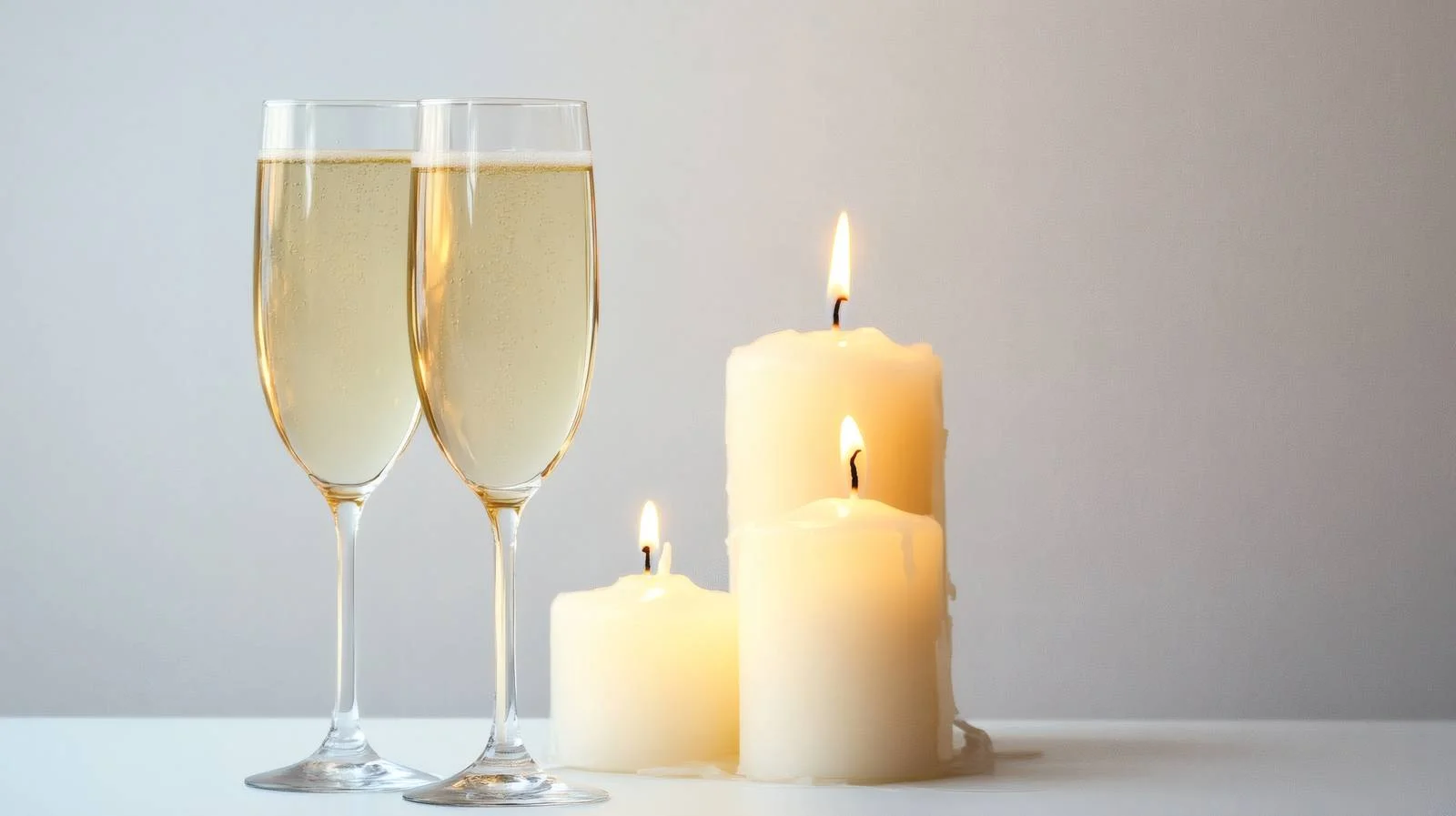 Elegant Champagne Glasses with Candles on White — free download from Dotvec