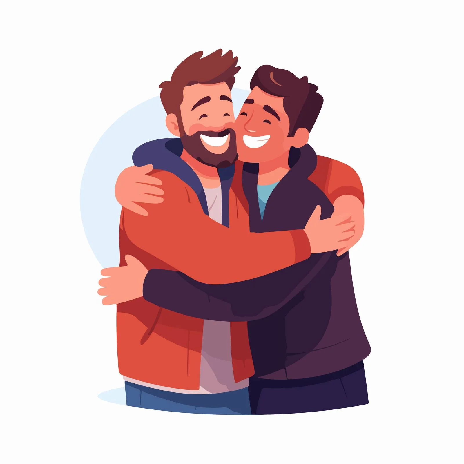 Joyful men embracing warmly. Nerd alongside — free download from Dotvec