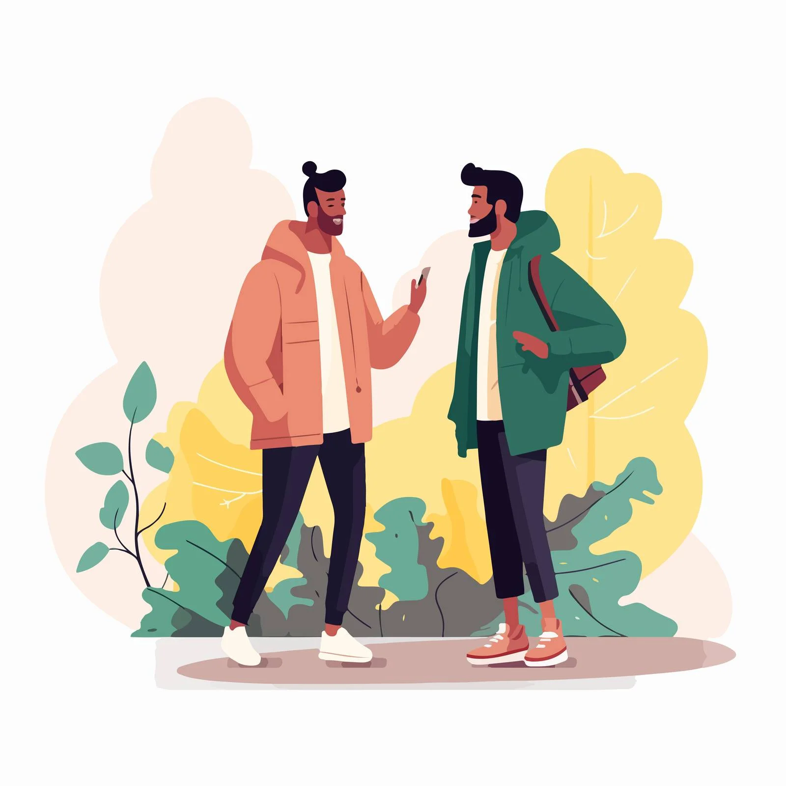 Diverse duo conversing and strolling outdoors — free download from Dotvec
