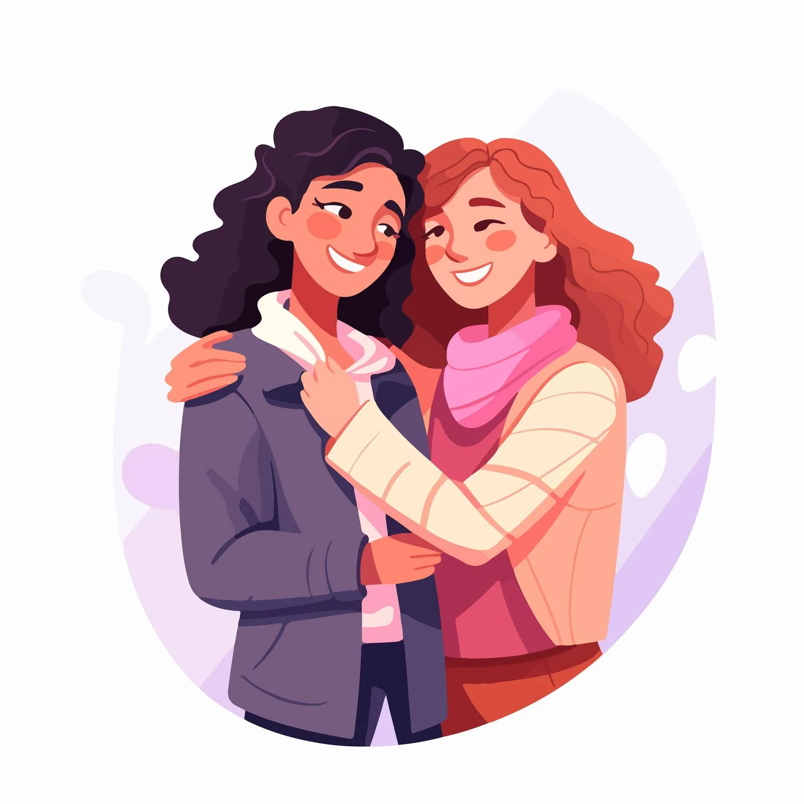 Affectionate lesbian couple embracing, happy reunion — free download from Dotvec