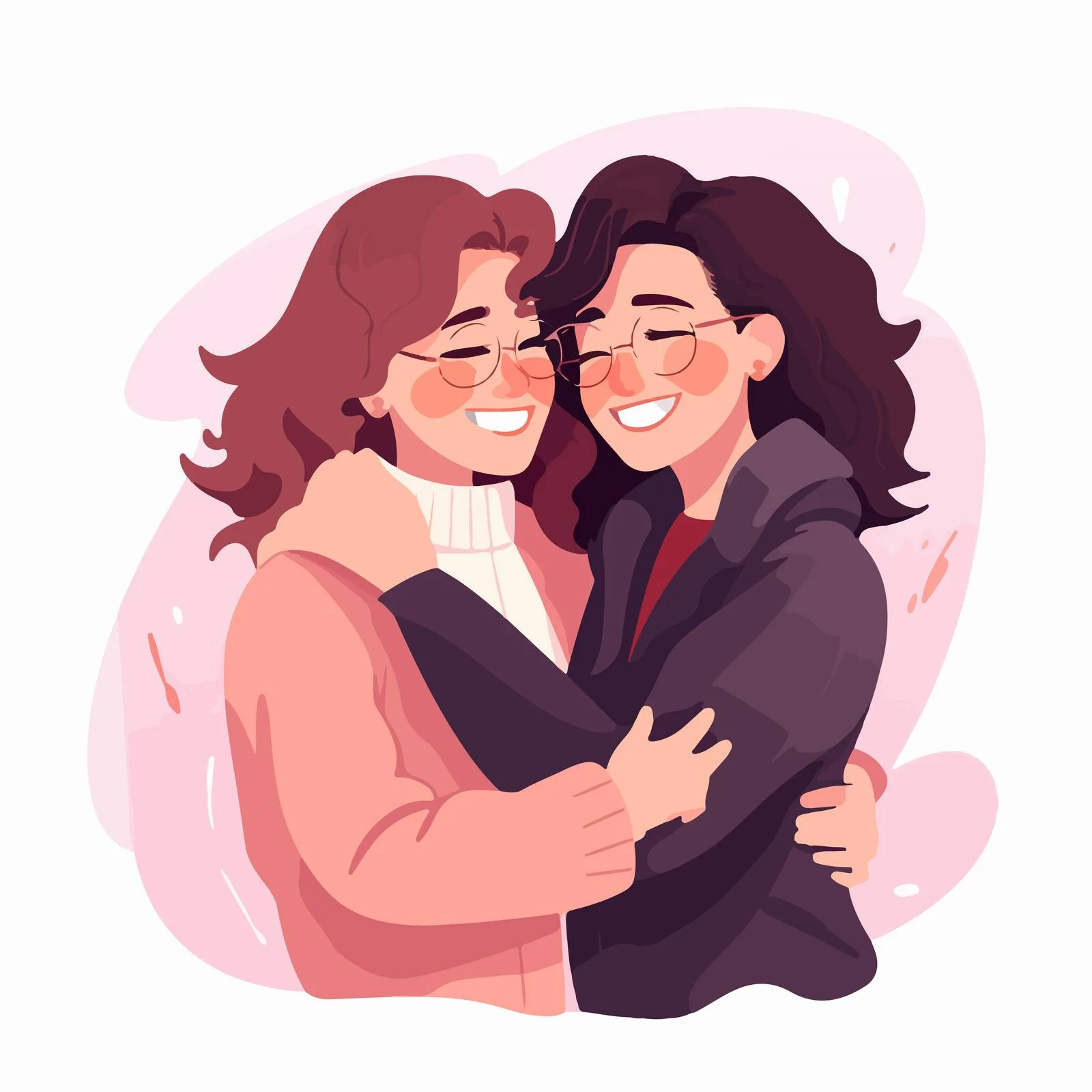 Affectionate lesbian couple embracing with joy — free download from Dotvec