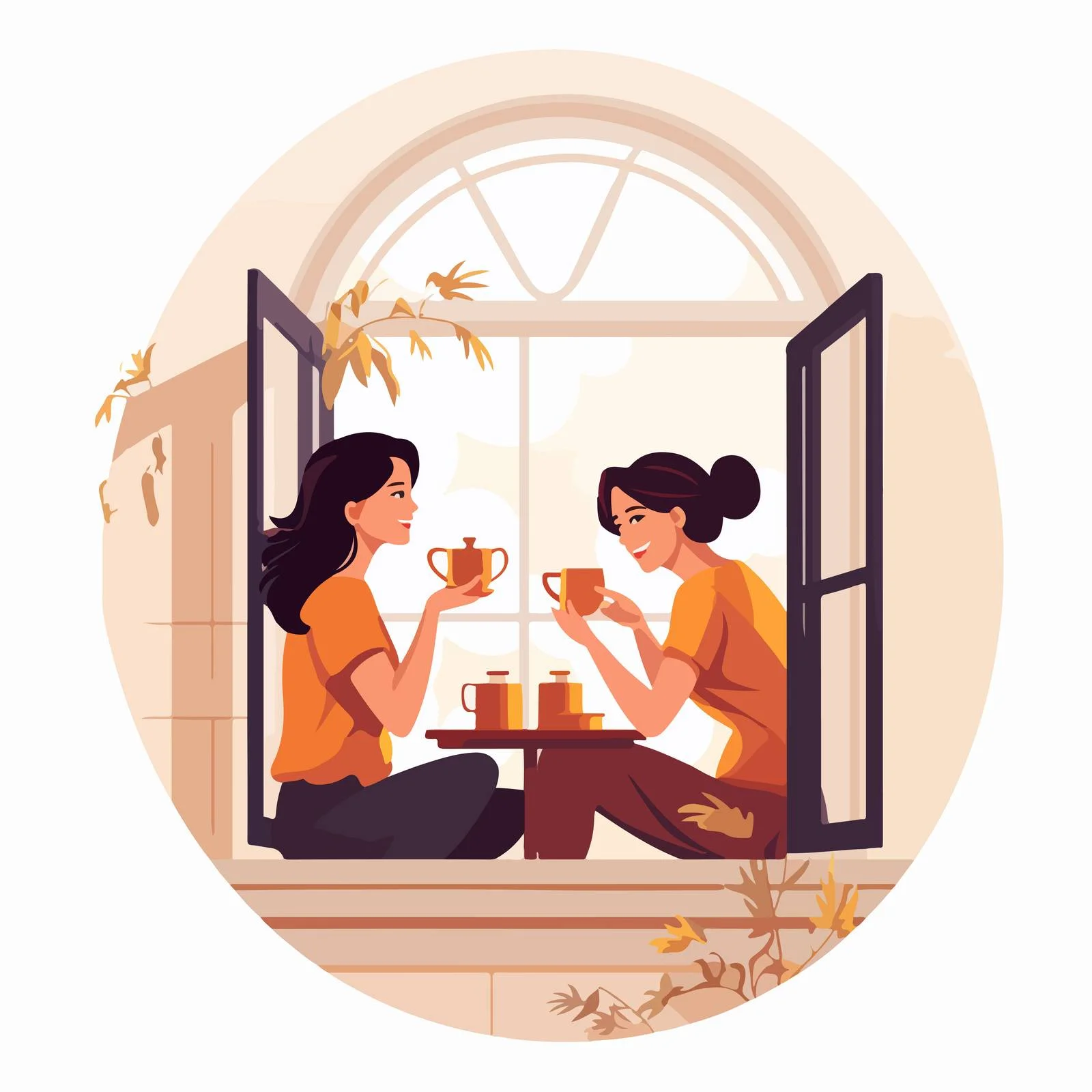 Neighborly Tea Time with Two Women — free download from Dotvec