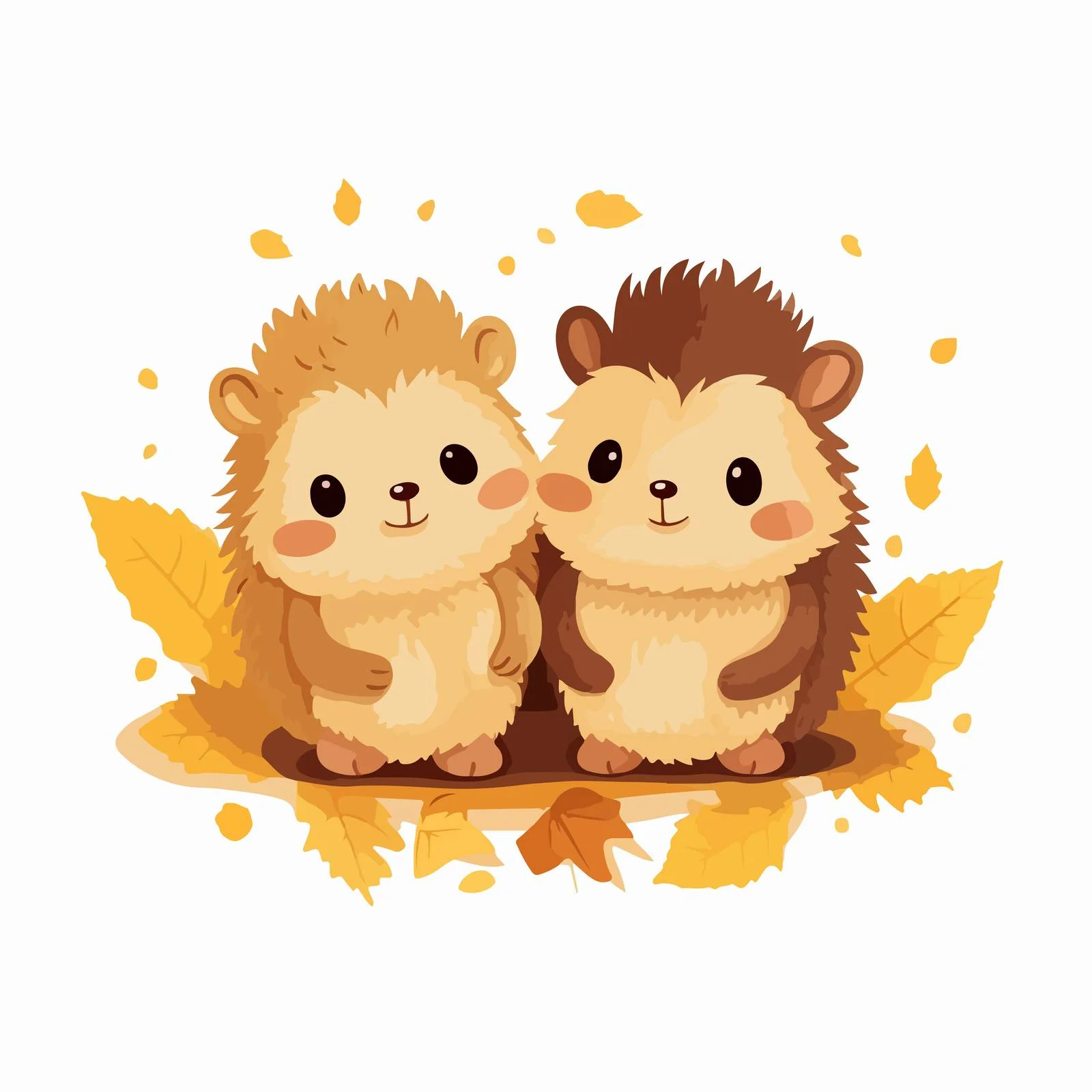 Playful hedgehogs amid autumn leaves — free download from Dotvec
