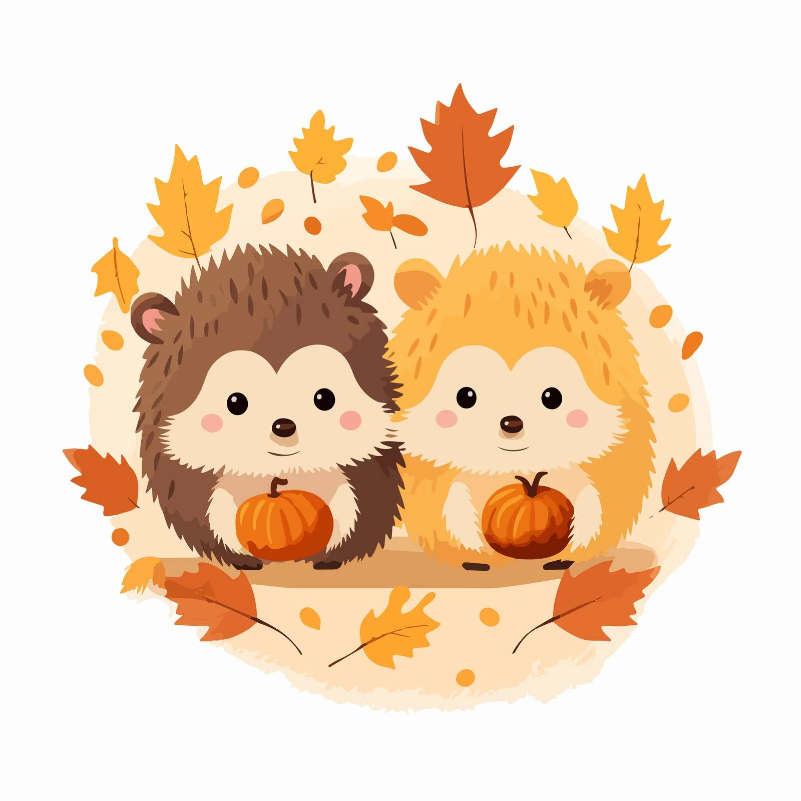 Cheerful hedgehogs frolicking in golden fall foliage — free download from Dotvec