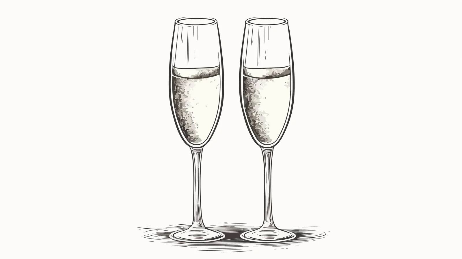 Champagne Glasses Sketch Engraved Artwork — free download from Dotvec