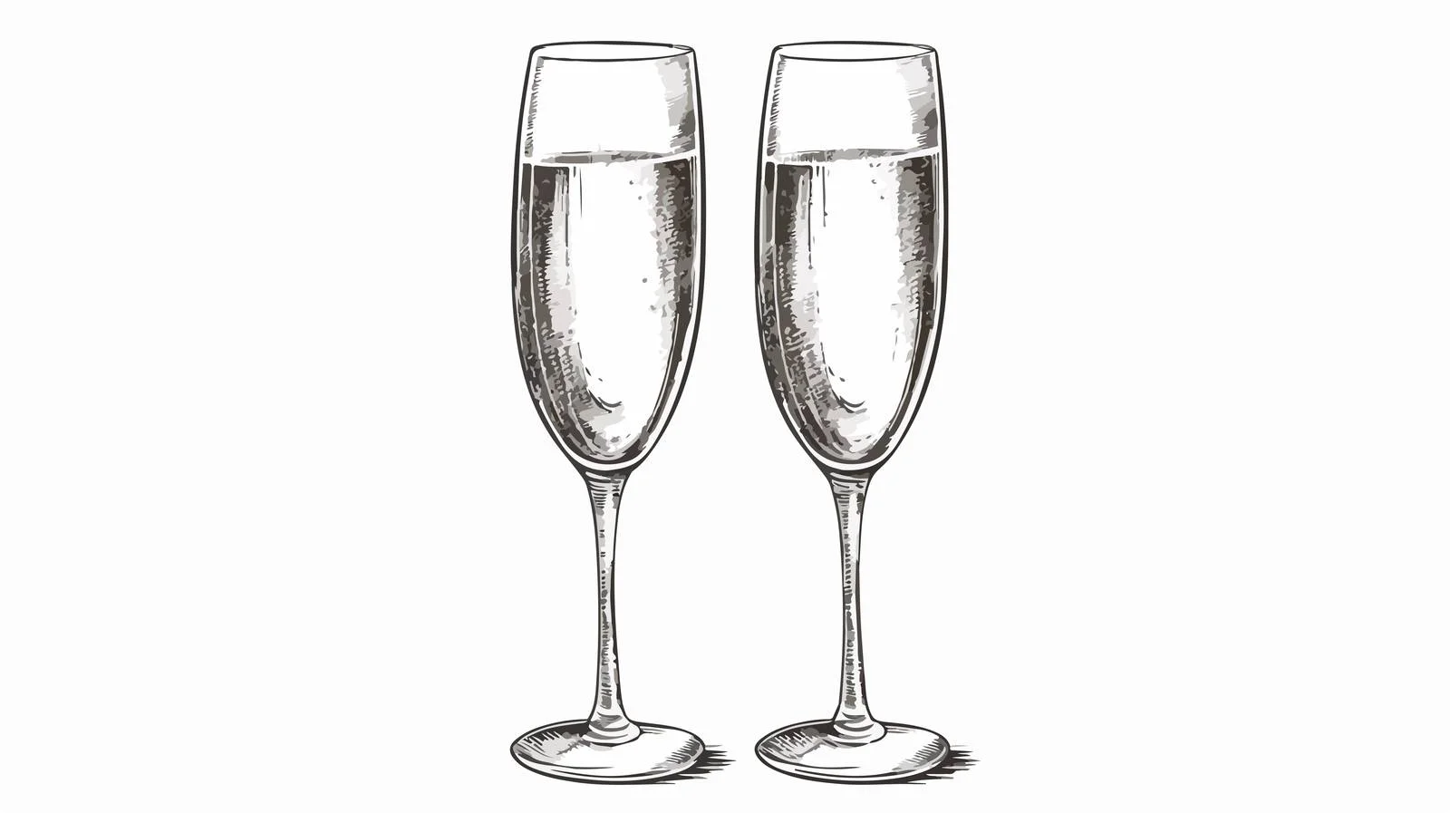 Champagne Glasses Sketch Engraved Artwork — free download from Dotvec