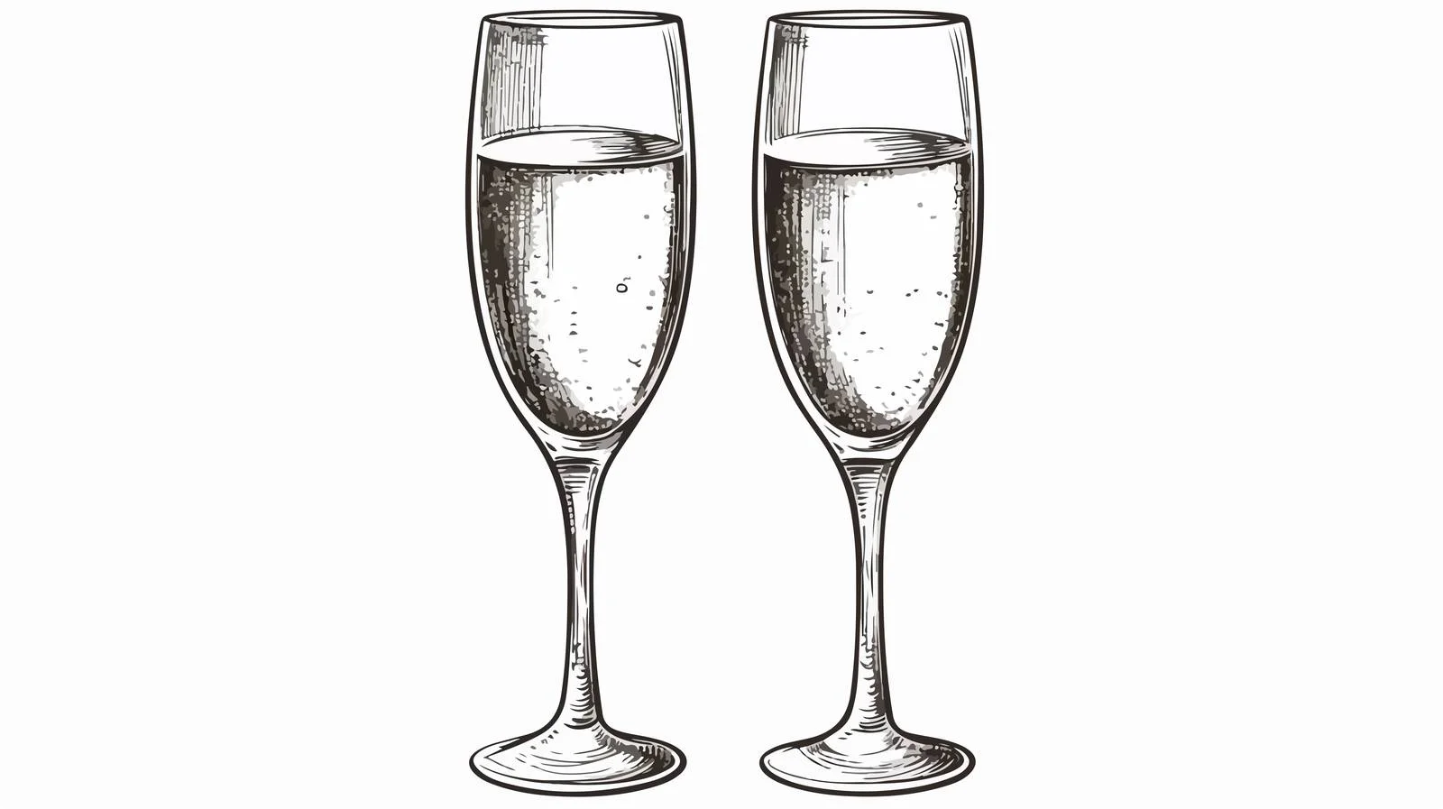 Champagne Glasses Sketch Engraved Art — free download from Dotvec
