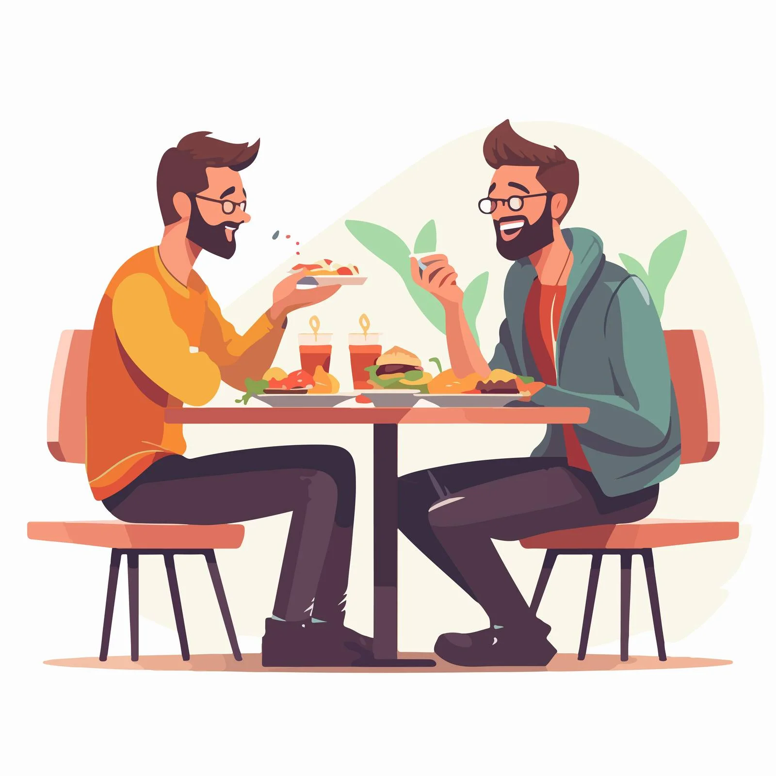 Trendy men dining at table together — free download from Dotvec
