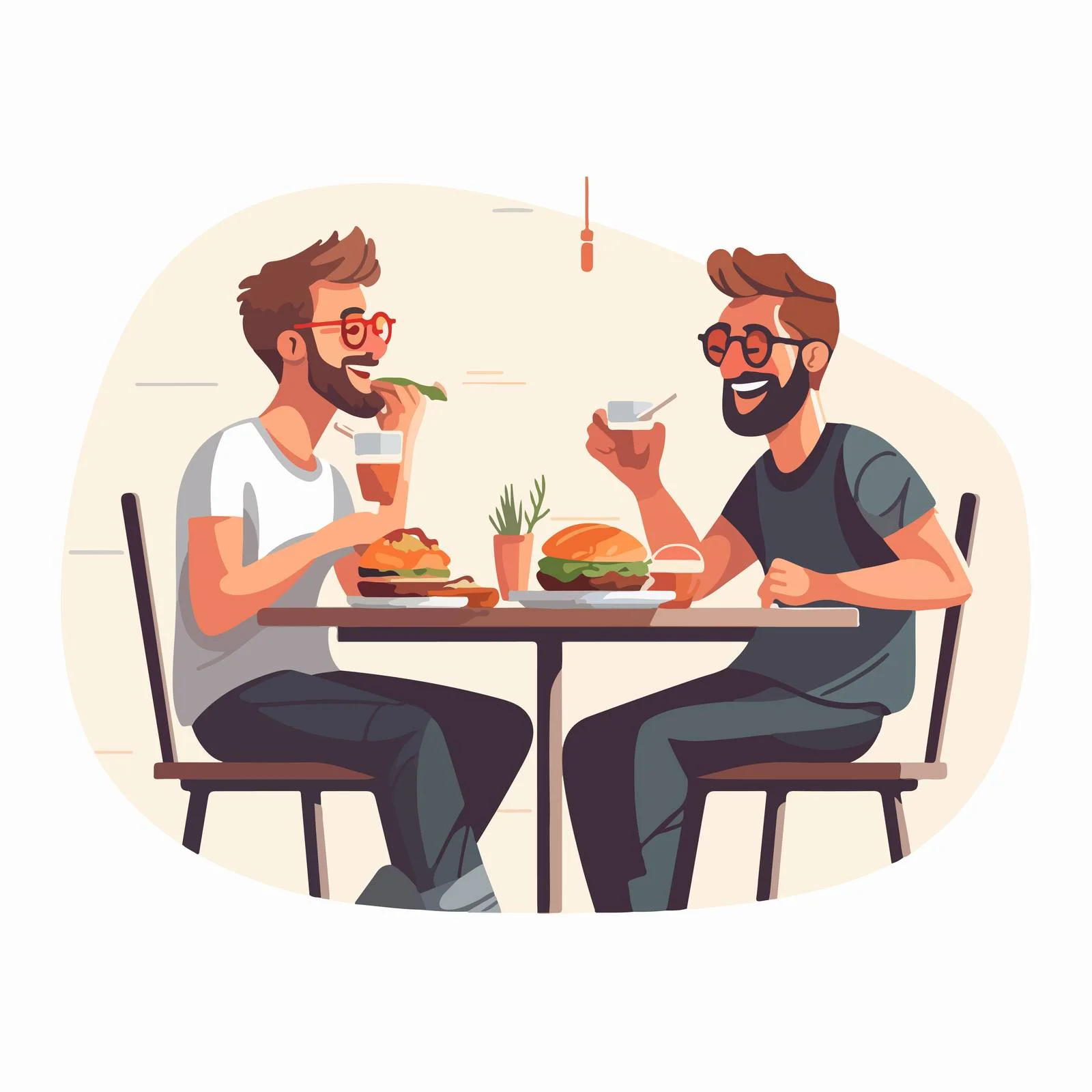 Young hipster men dining at table — free download from Dotvec
