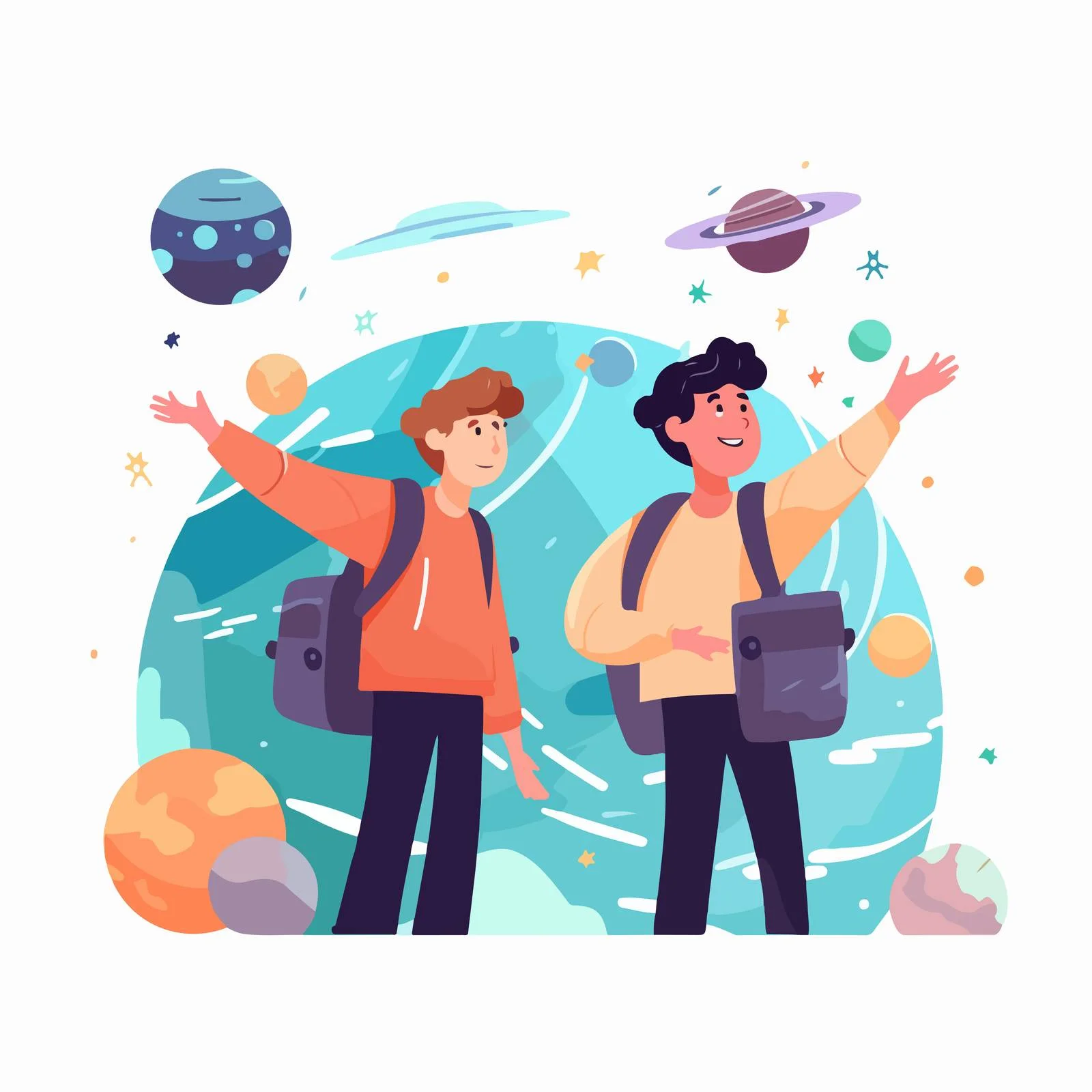 Two Young Boys Exploring Space Museum — free download from Dotvec