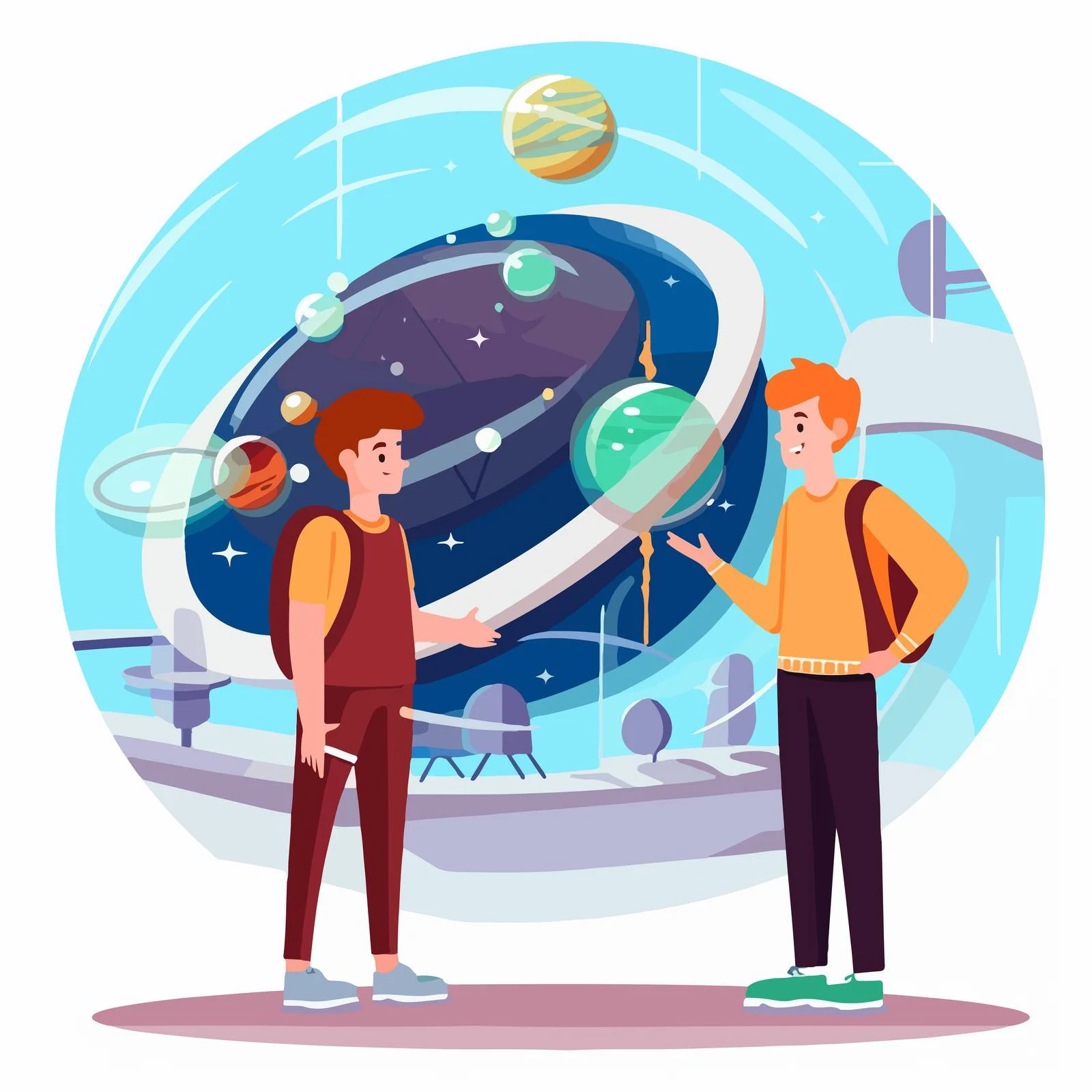 Two Male Students Observing Stars Together — free download from Dotvec