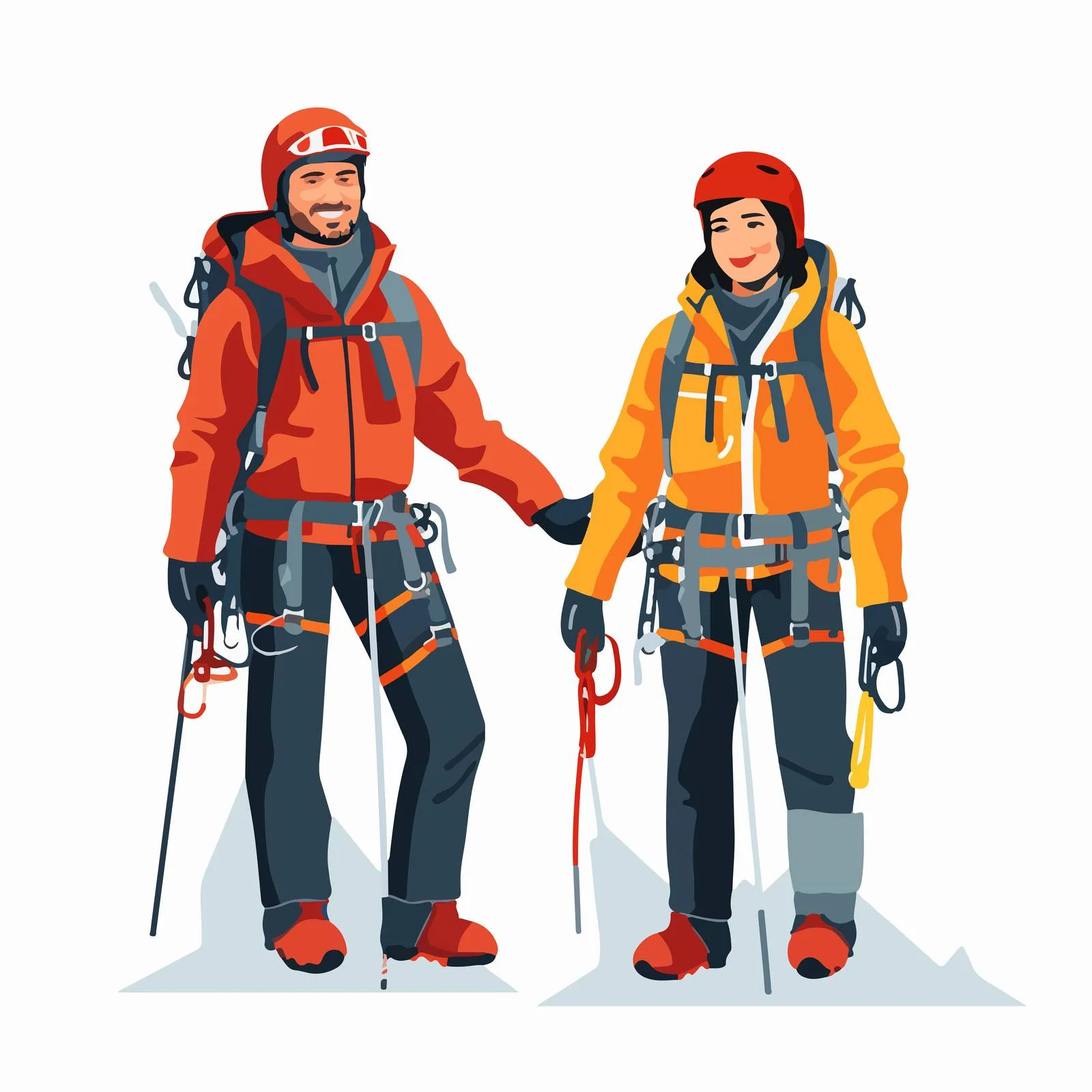 Joyful climbers with professional gear ascending — free download from Dotvec