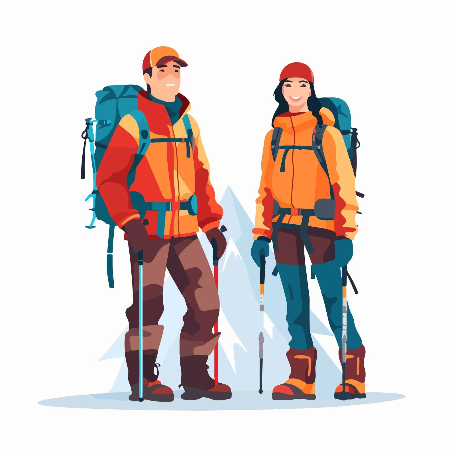 Joyful alpinists equipped for climbing adventure – free harness image from Dotvec