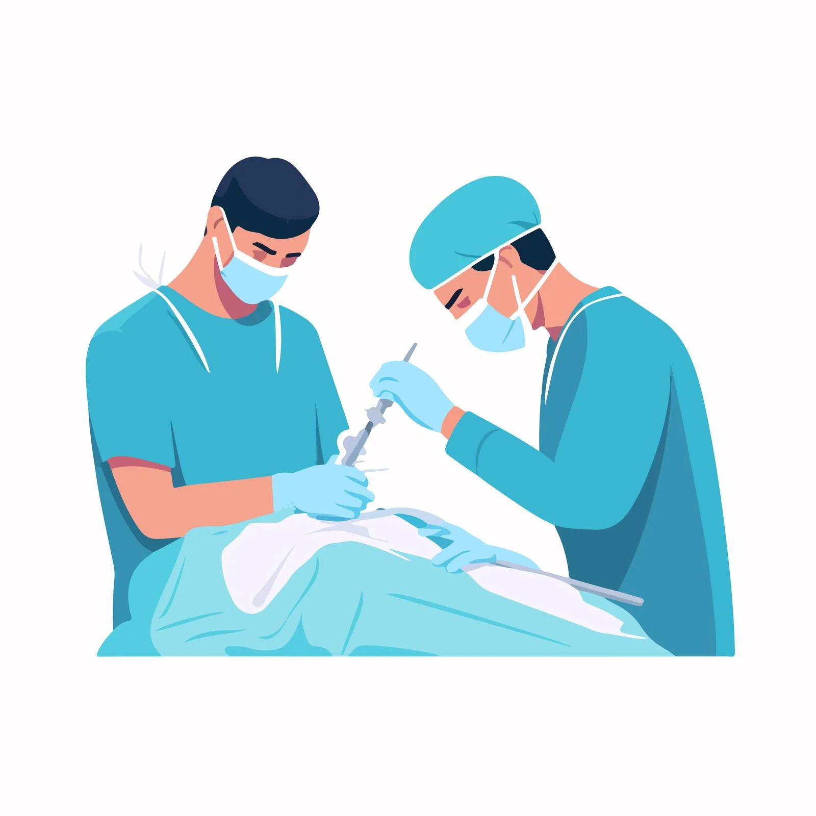 Surgical team with scalpels in operation — free download from Dotvec