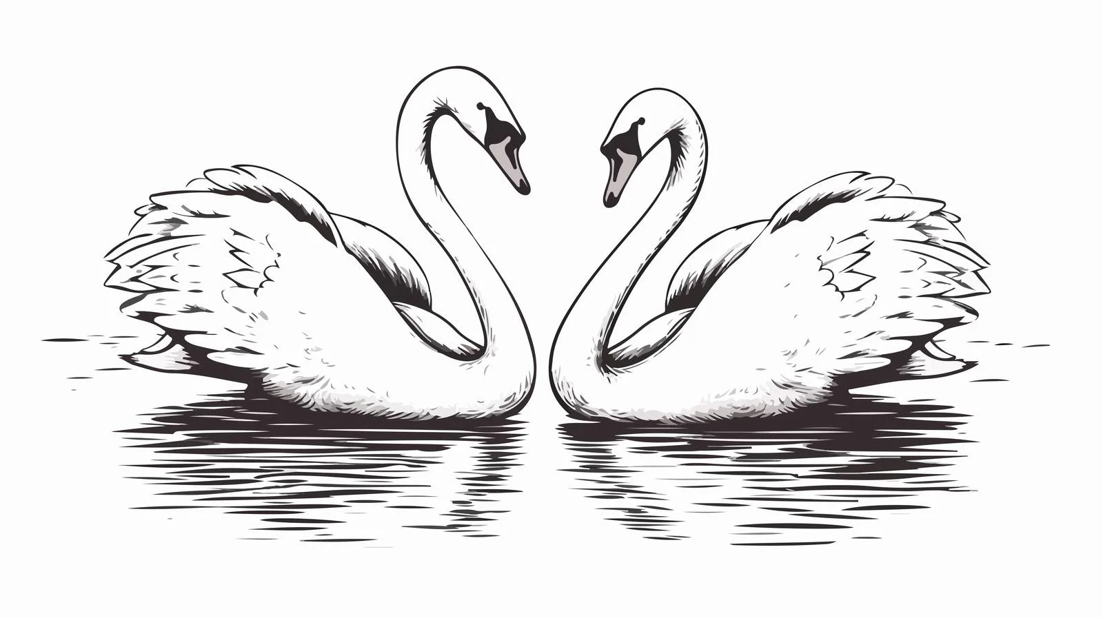 Swans Sketch Vector Cartoon Illustration — free download from Dotvec