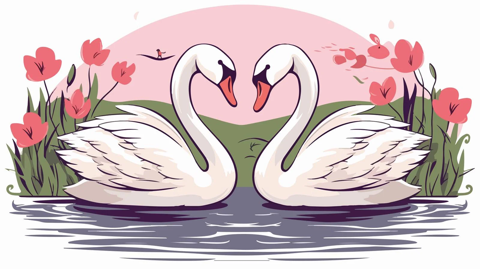 Swan Pond Hand-drawn Sketch — free download from Dotvec