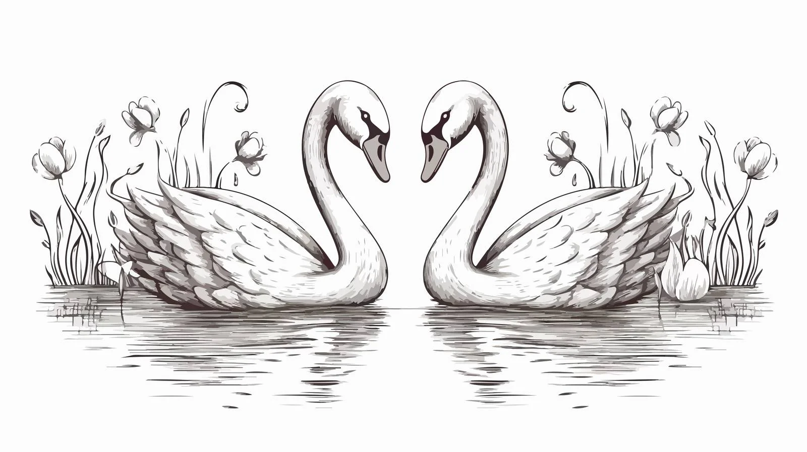 Swan Pond Sketch — free download from Dotvec