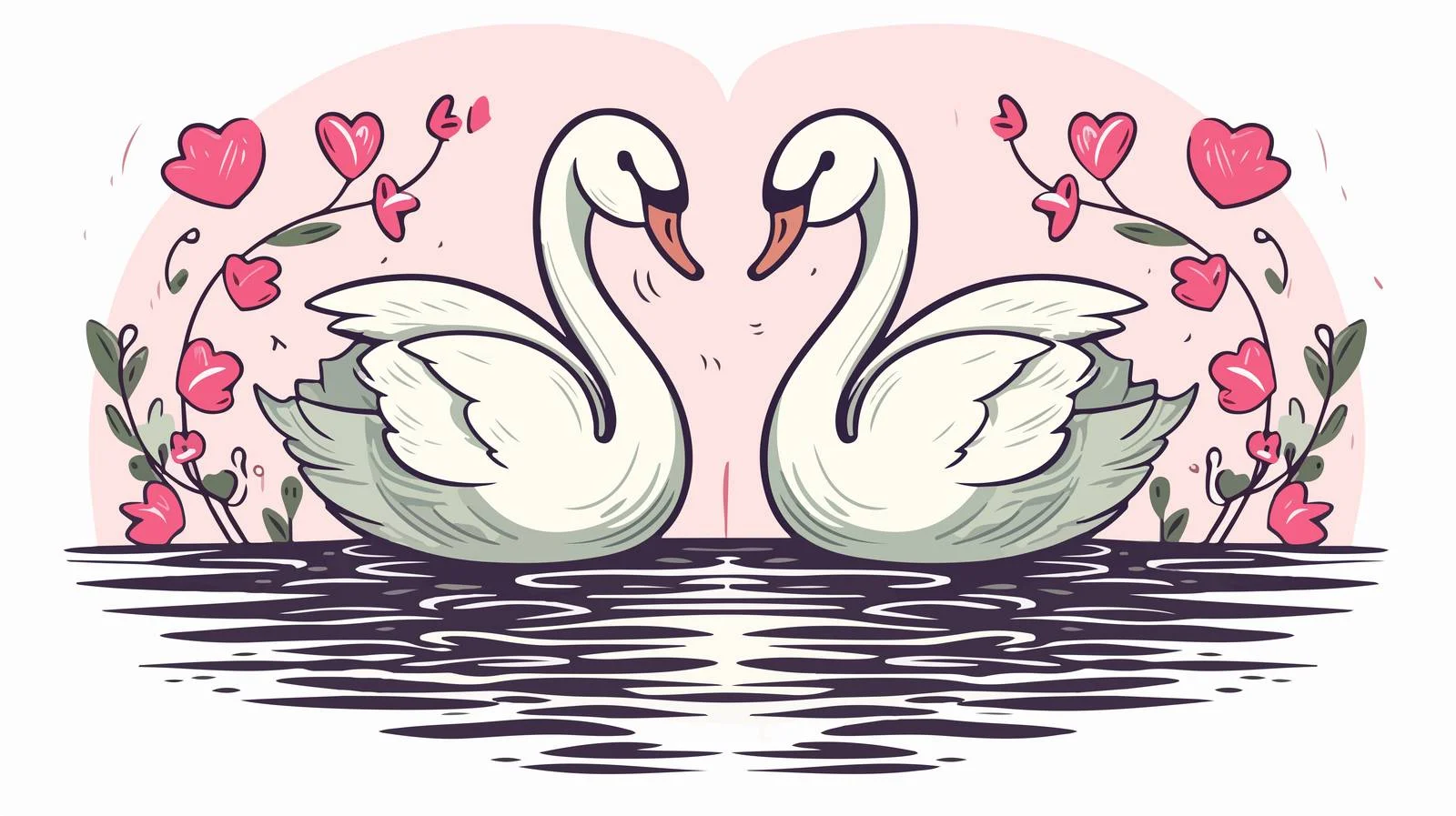Hand-Drawn Swans Pond Sketch — free download from Dotvec