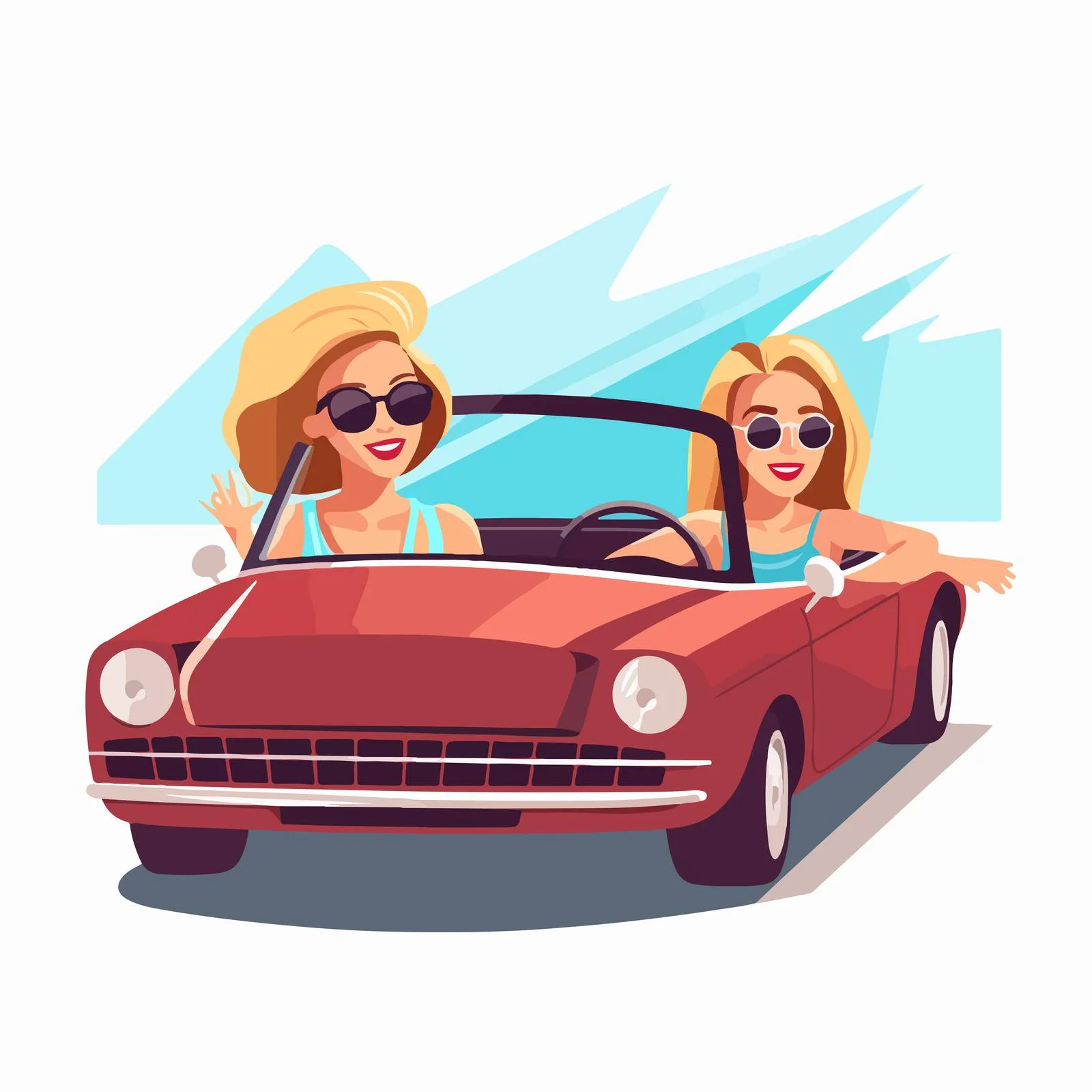 Fashionable Women in Shades on Convertible — free download from Dotvec
