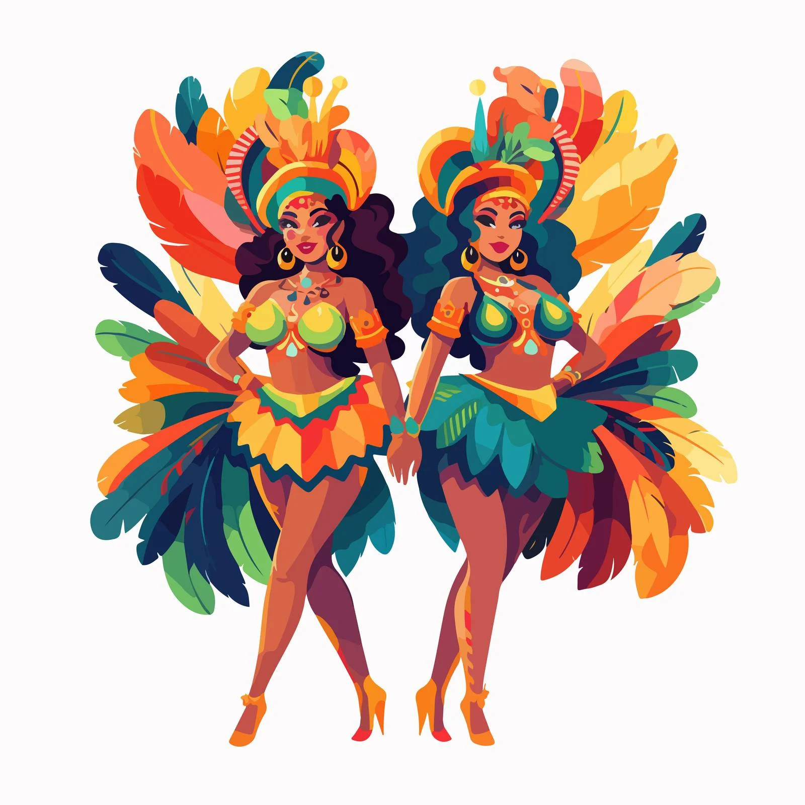 Brazilian Carnival Costumed Women Posing — free download from Dotvec