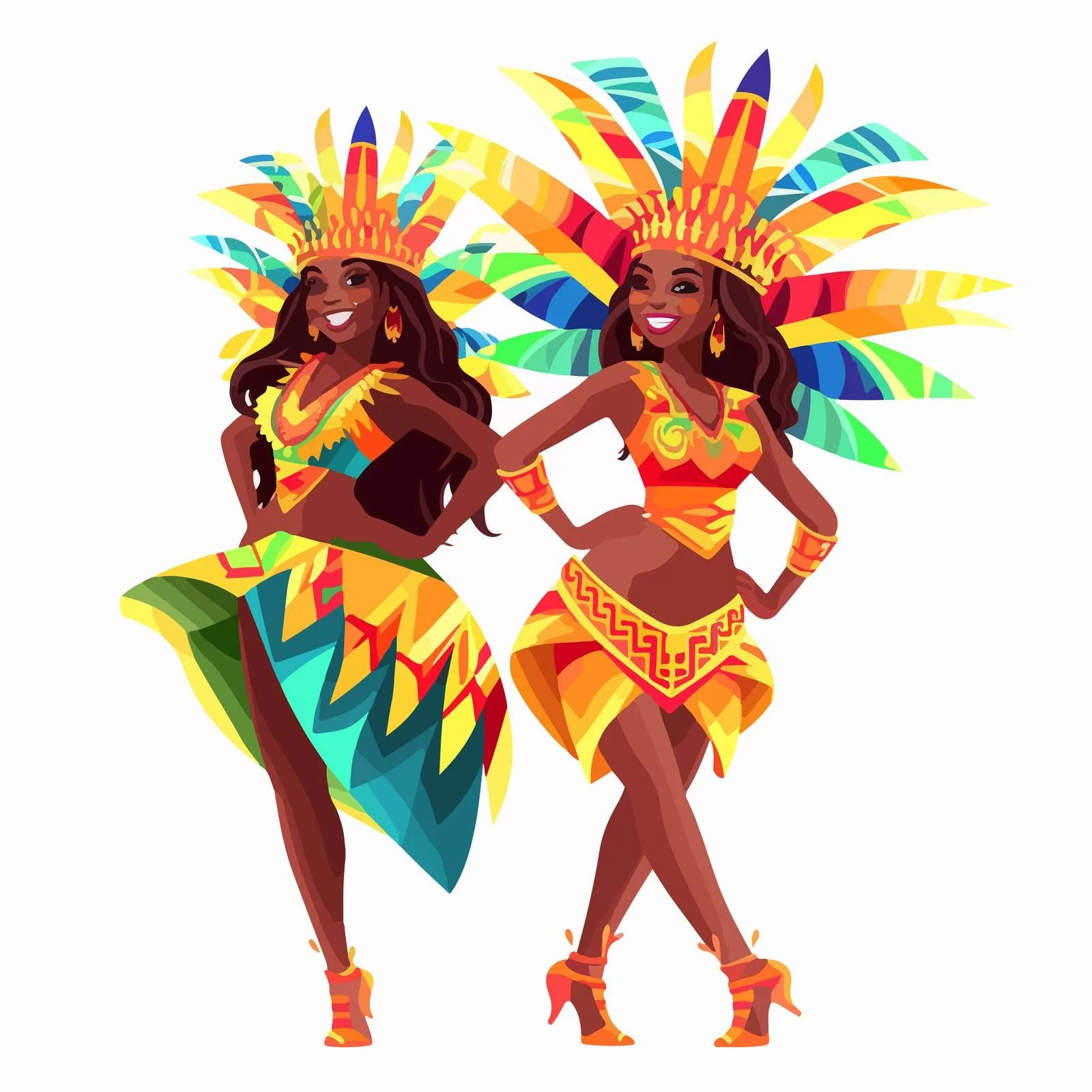 Colorful Brazilian Carnival Costume Dancers Posing — free download from Dotvec