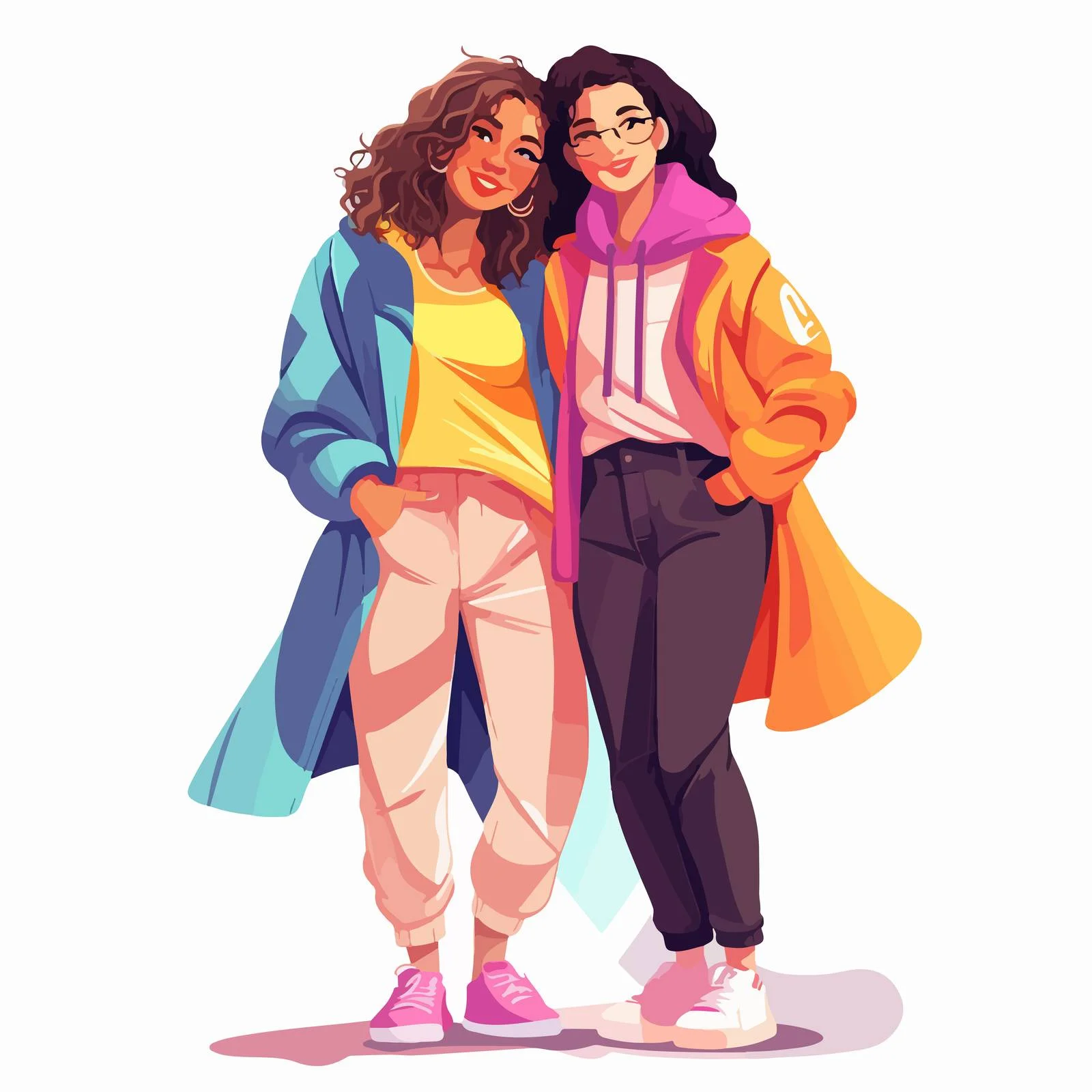 Chic Young Women Grinning in Stylish Attire — free download from Dotvec