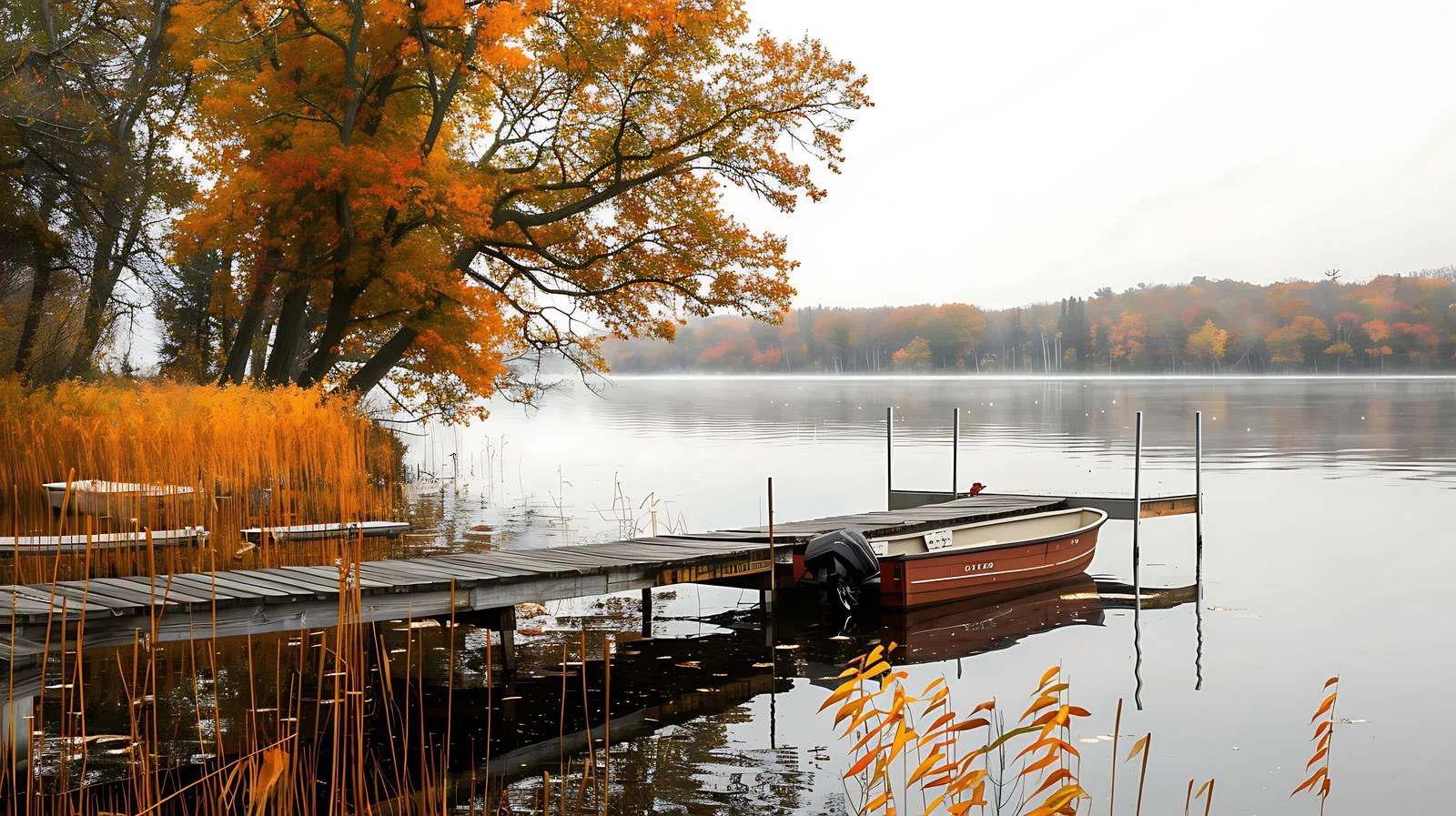 Tranquil Minnesota Lake Shoreline with Boat — free download from Dotvec