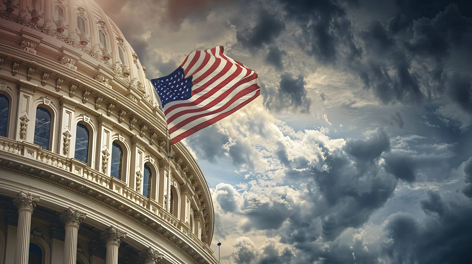 Iconic US Capitol Dome Amid Dramatic Sky — free download from Dotvec