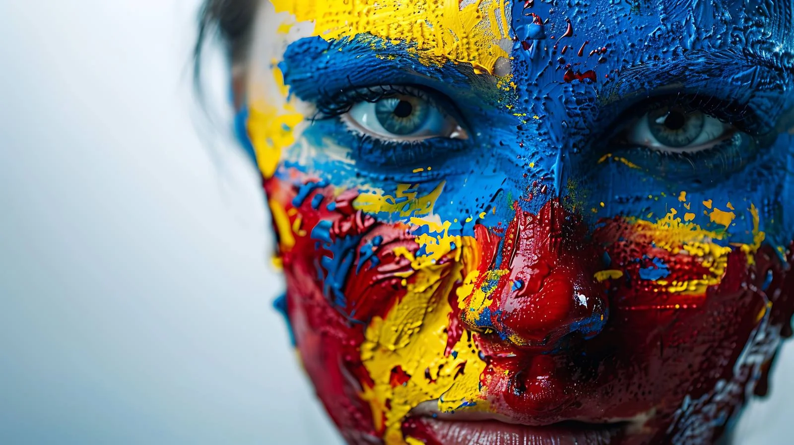 Patriotic Ukrainian Flag Face Paint — free download from Dotvec