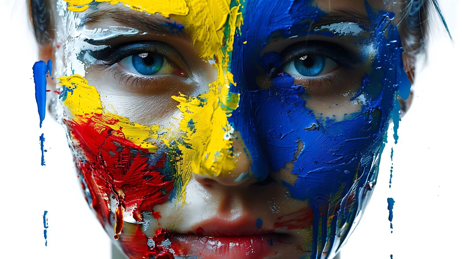 Woman with Ukrainian Flag Face Painted — free download from Dotvec