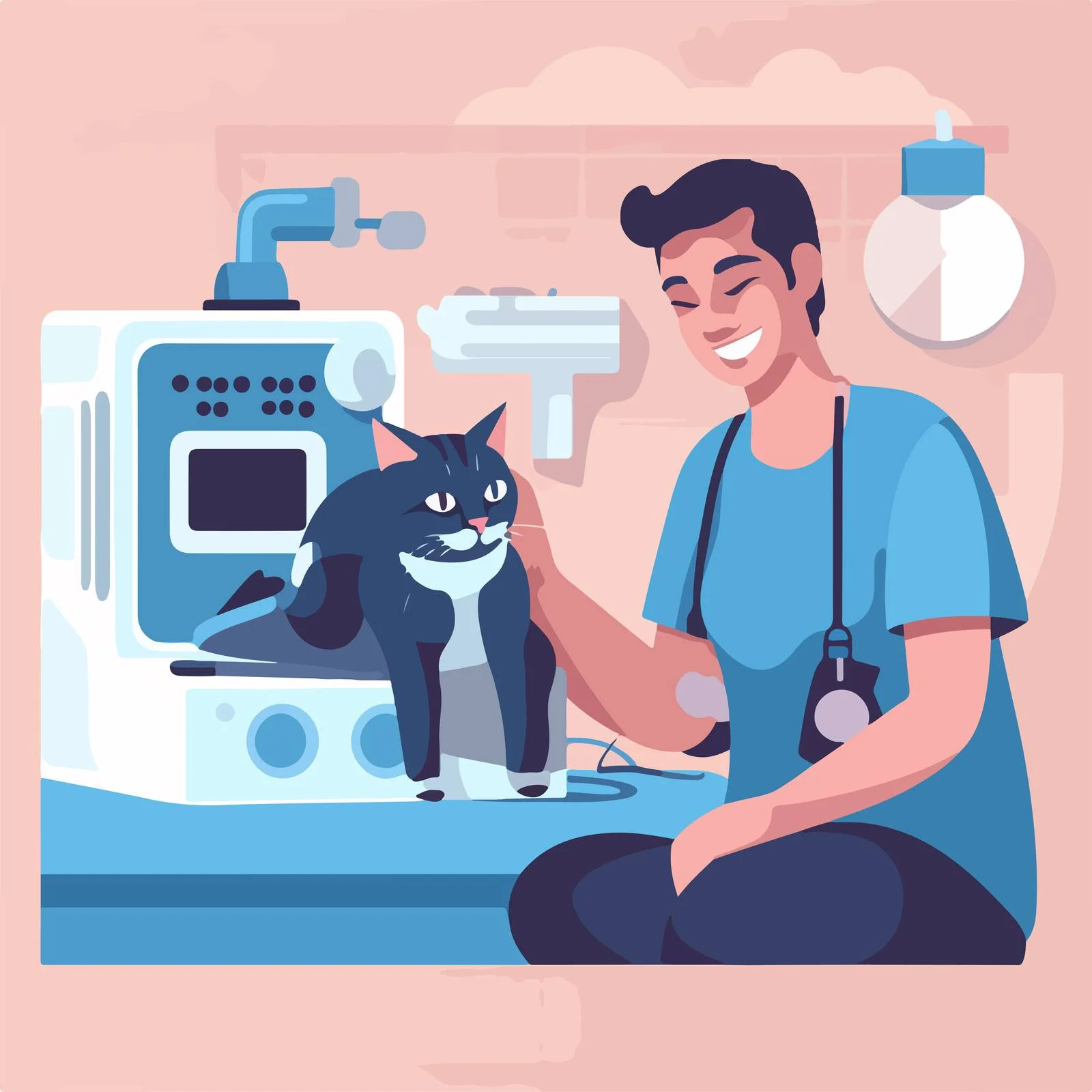 Vet Clinic Ultrasound Examination with Pet Owner — free download from Dotvec