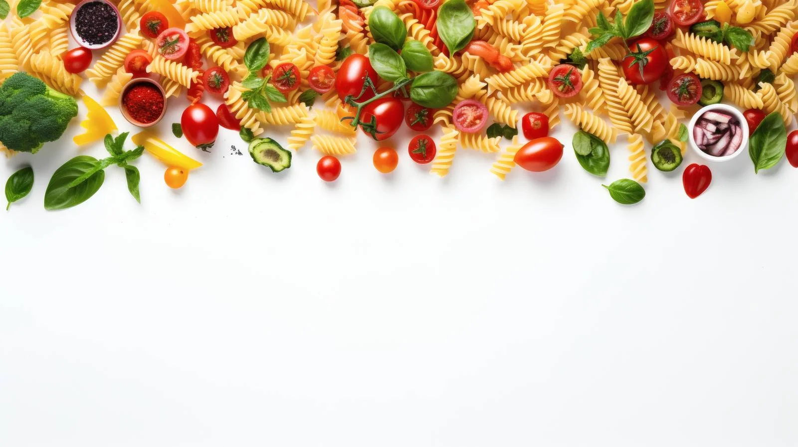 Raw Pasta and Fresh Vegetables Cooking Scene — free download from Dotvec