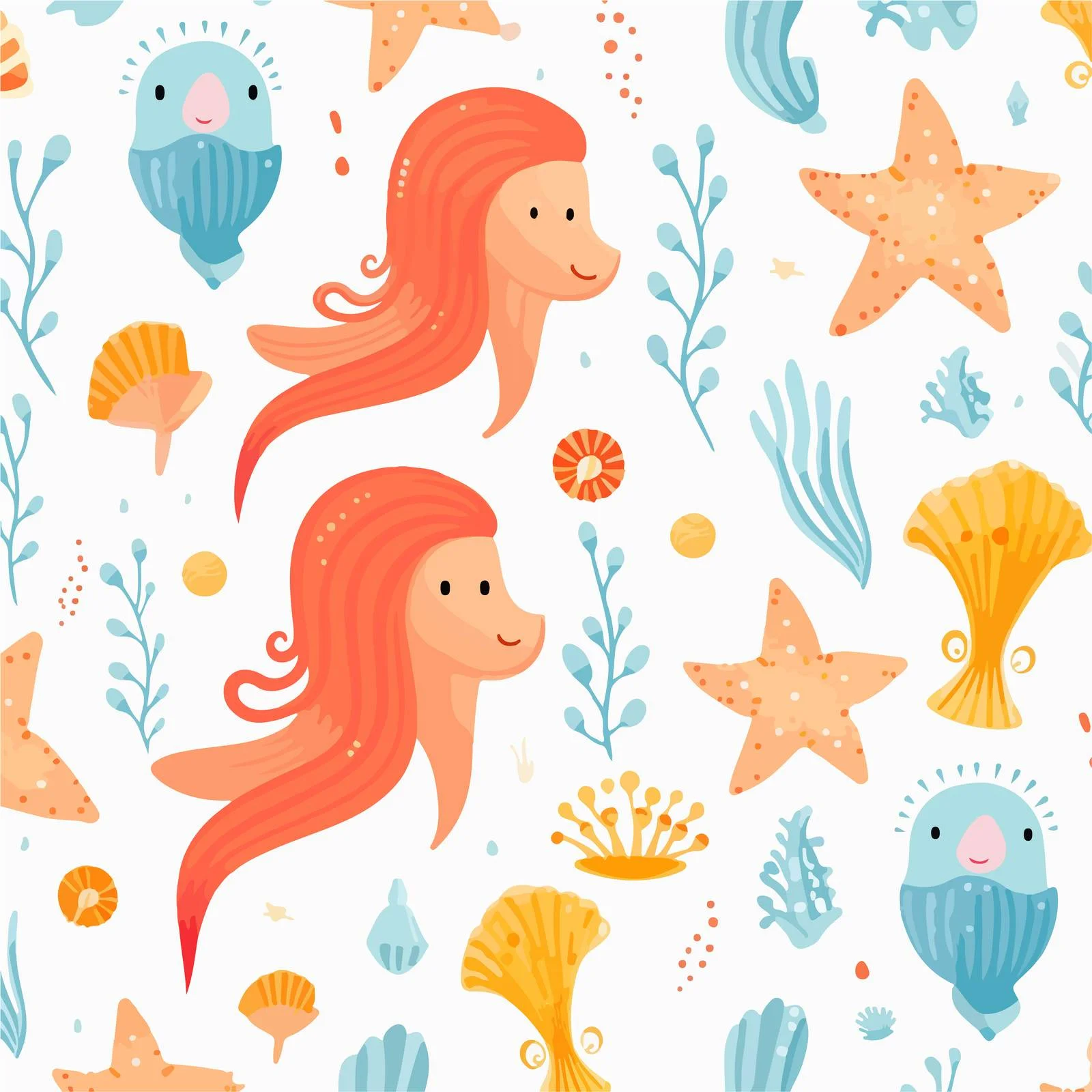 Marine Life Seamless Vector Pattern Design — free download from Dotvec