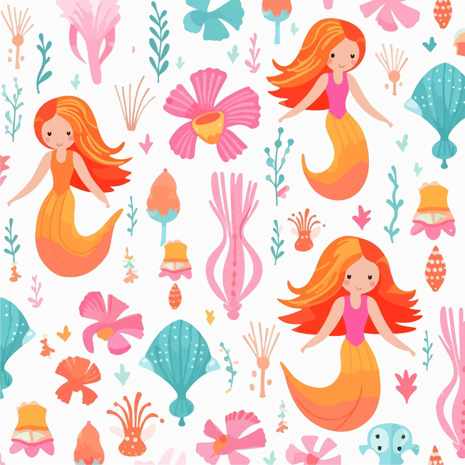 Marine Life Flat Vector Seamless Pattern — free download from Dotvec