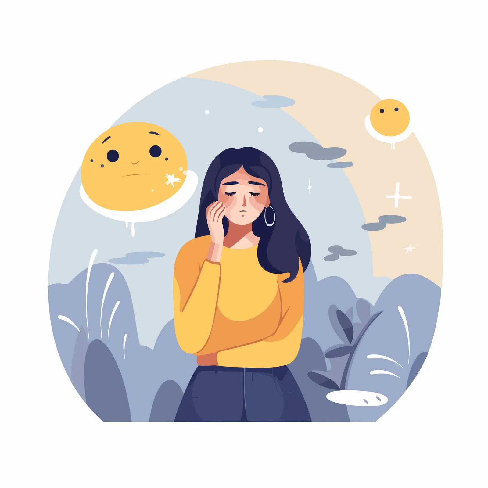 Despondent Pessimistic Female with Unhealthy Glow — free download from Dotvec