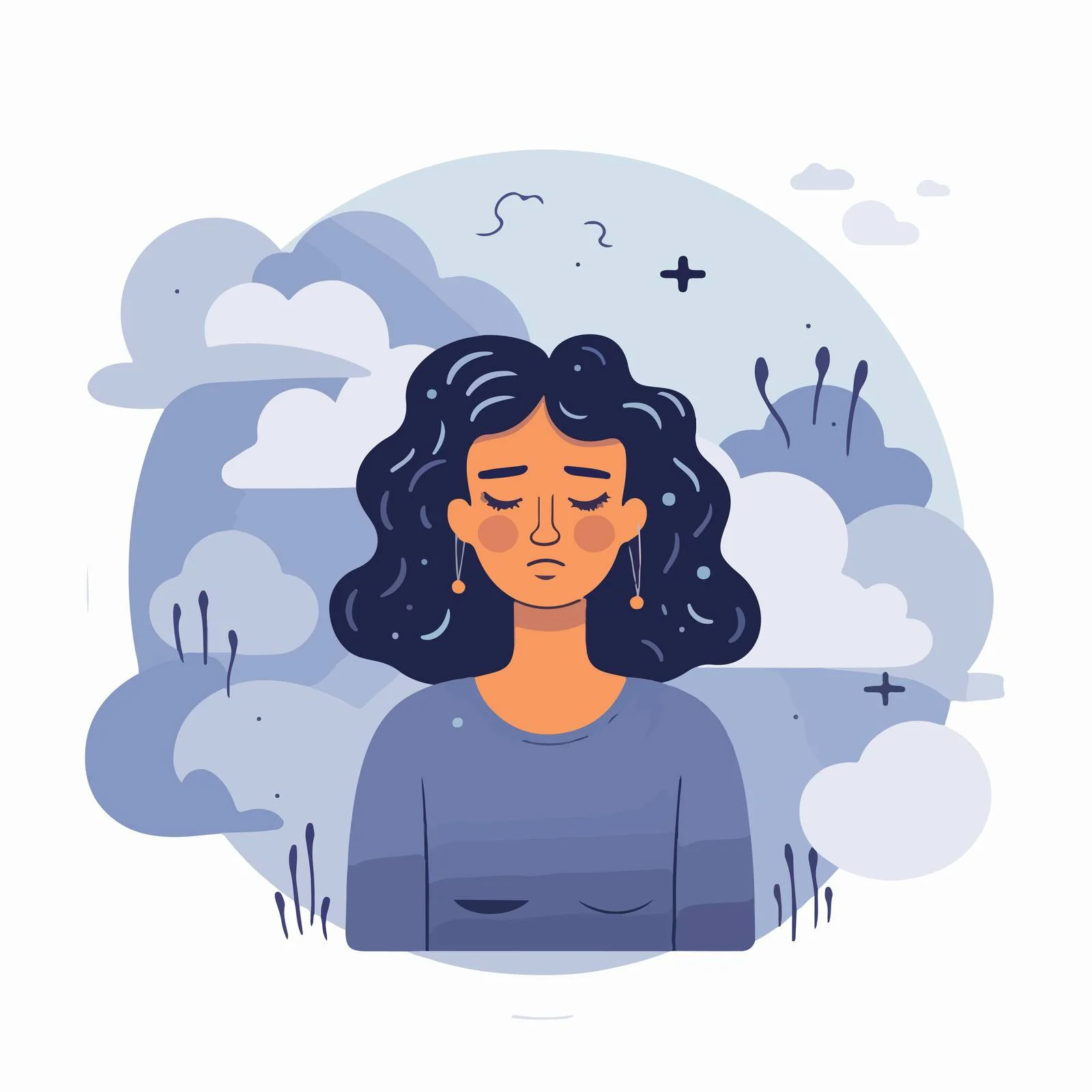 Despondent woman with negative mindset holding unhealthy globe — free download from Dotvec