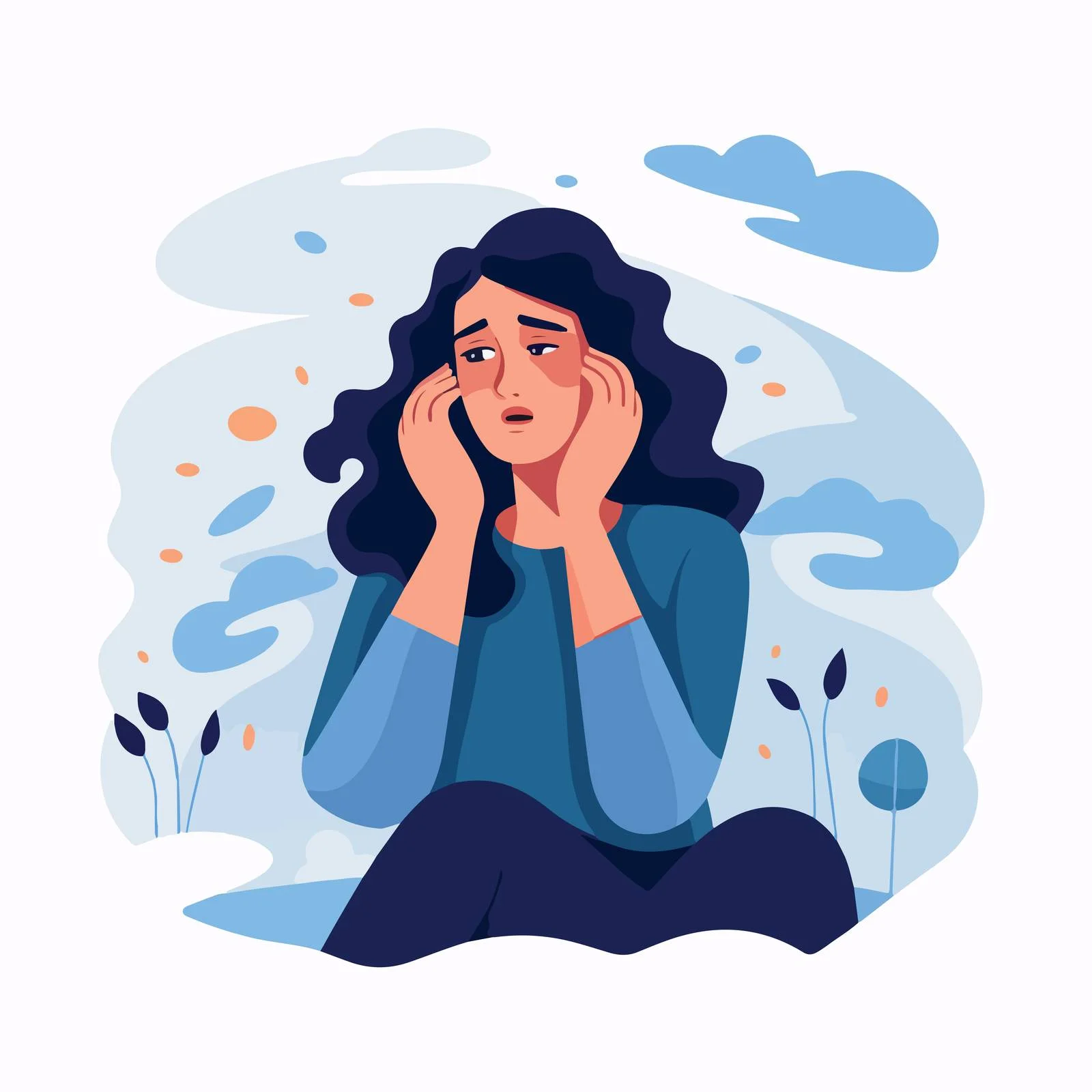 Struggling individual overwhelmed with disappointment — free download from Dotvec