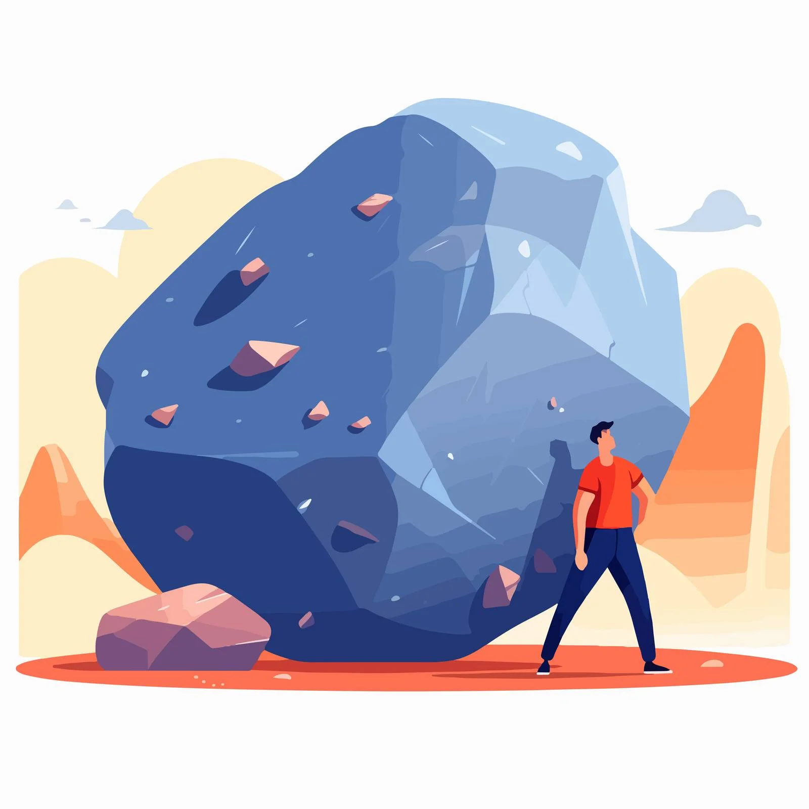 Struggling man lifting massive stone burden — free download from Dotvec