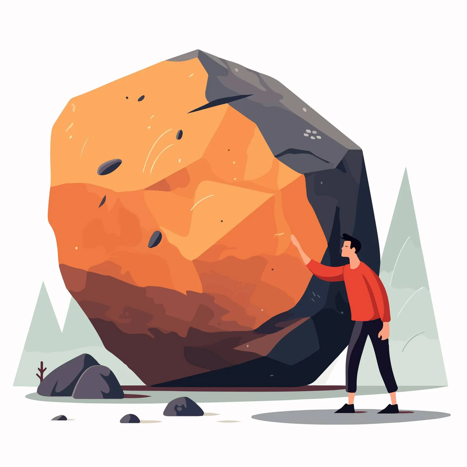 Struggling man bearing massive stone burden – free burden image from Dotvec