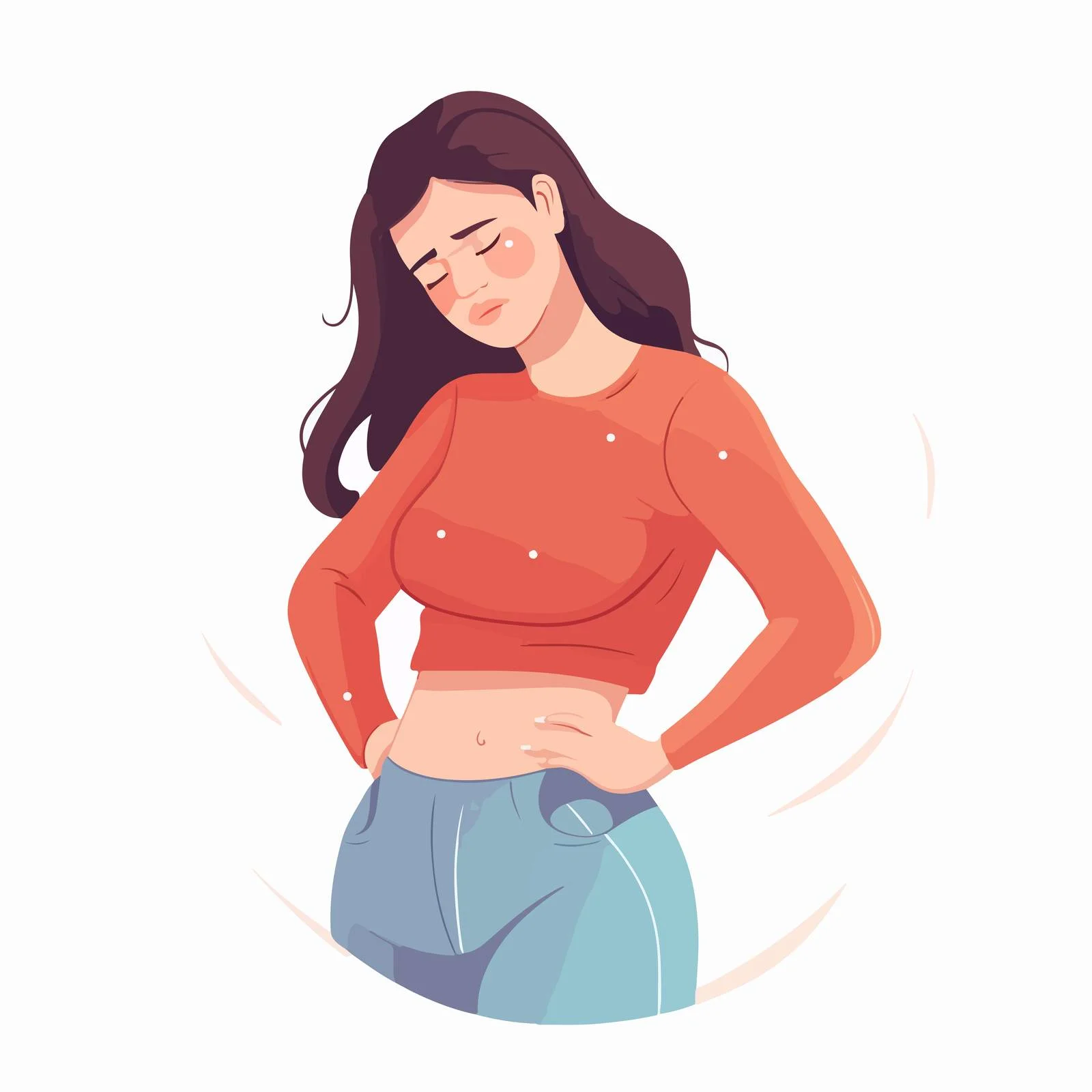 Woman in pain touching lower back — free download from Dotvec