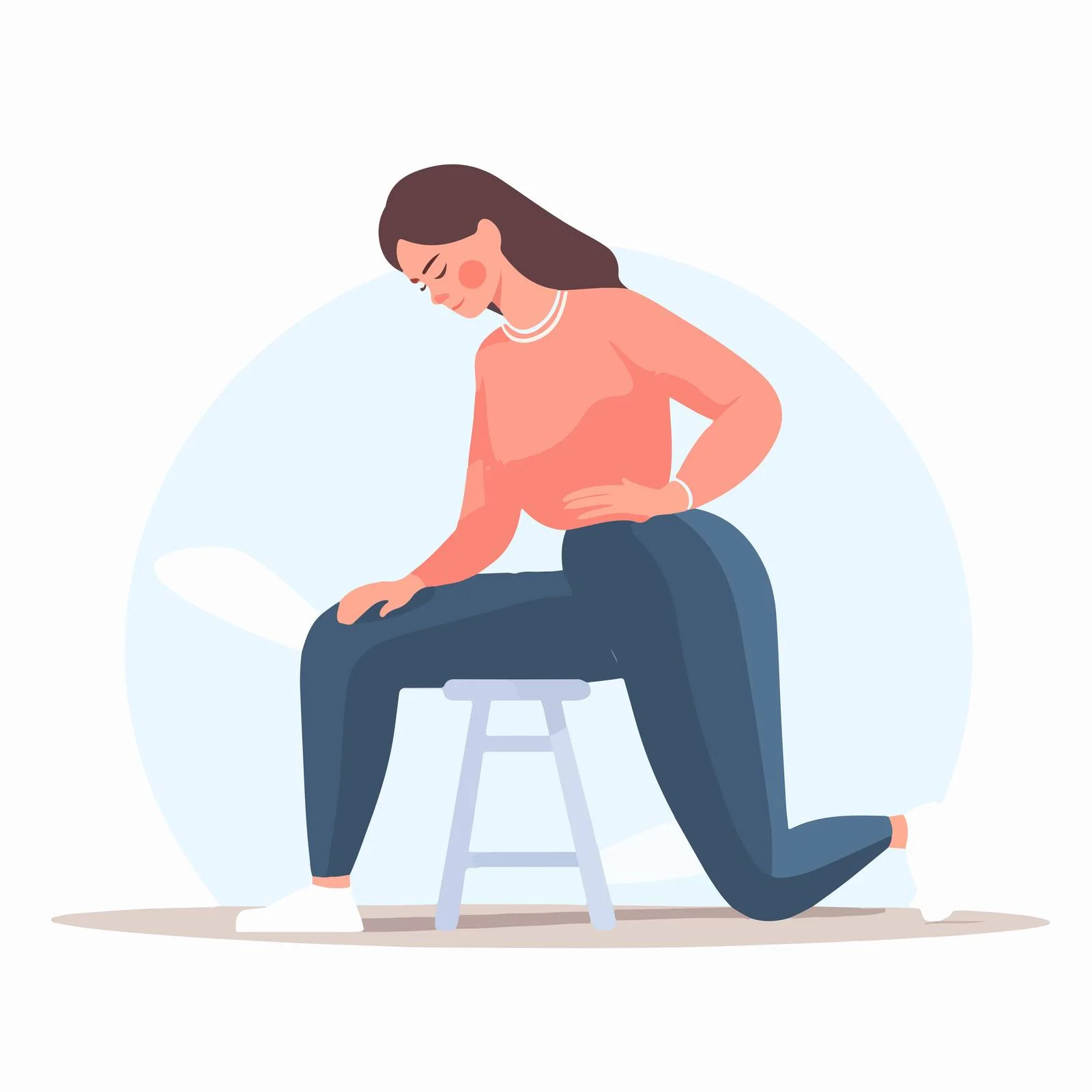 Woman in discomfort touching lower back — free download from Dotvec