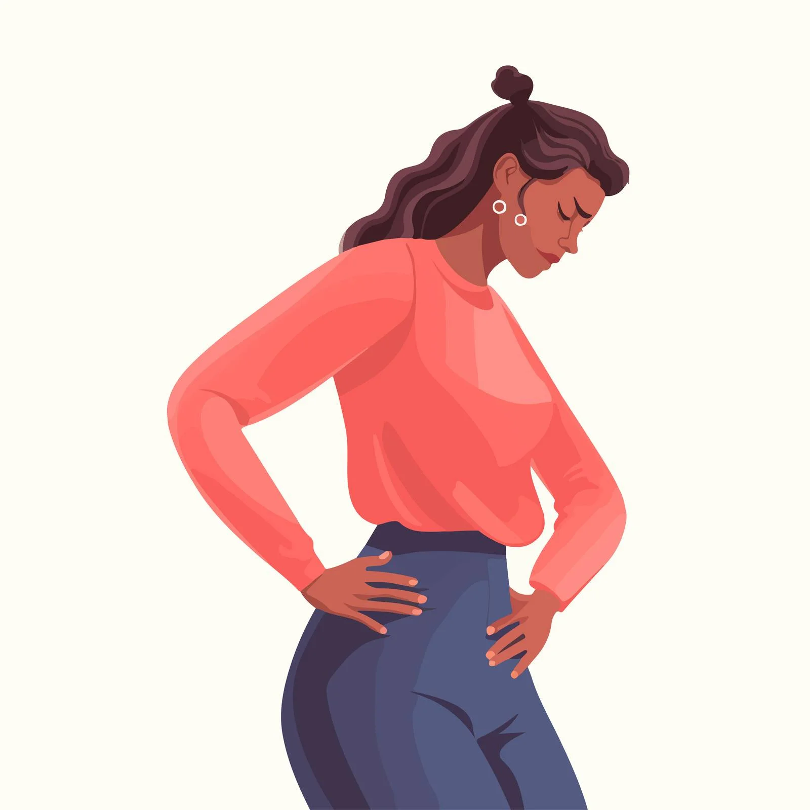 Woman in discomfort touching lower back — free download from Dotvec