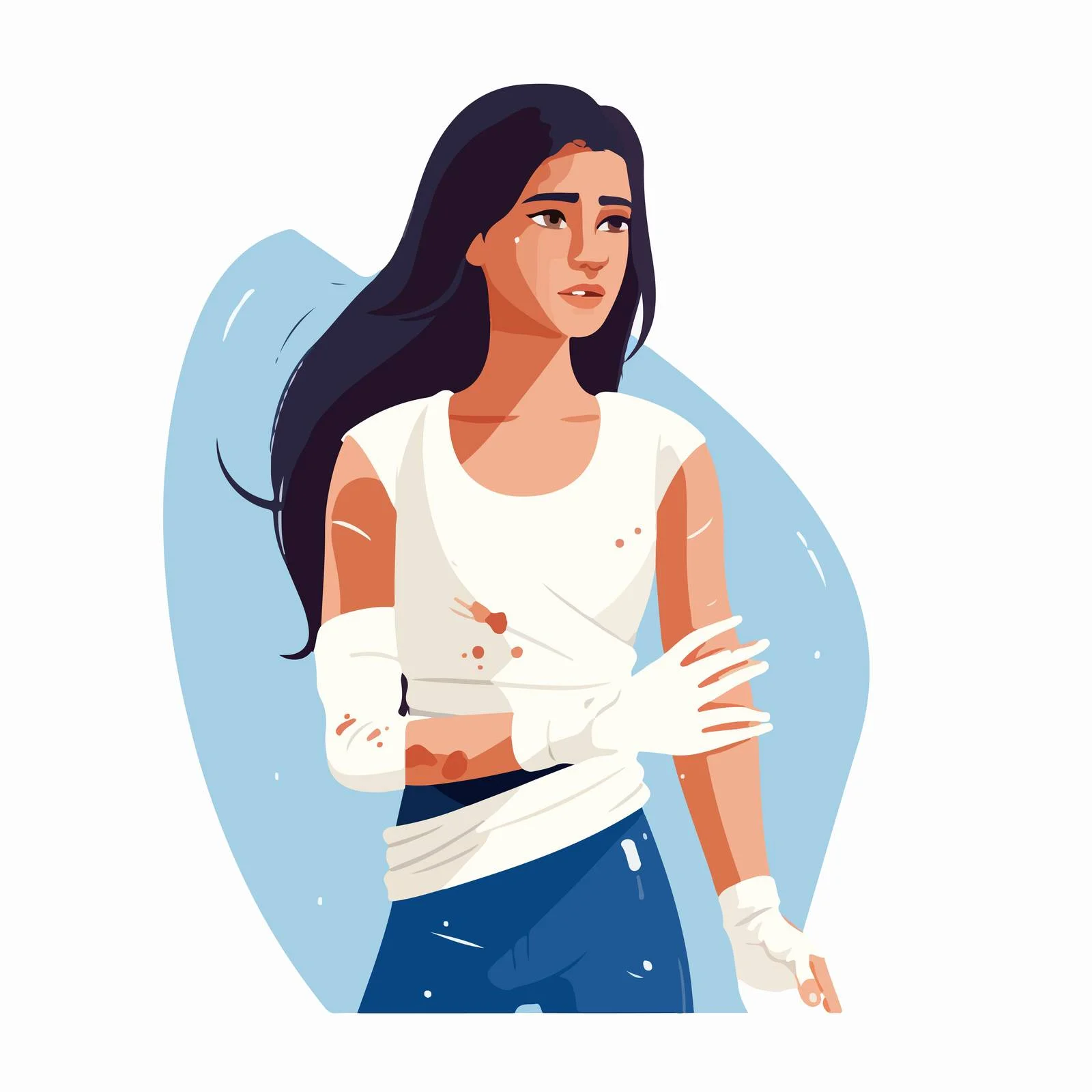 Injured woman with cast seeks medical help — free download from Dotvec