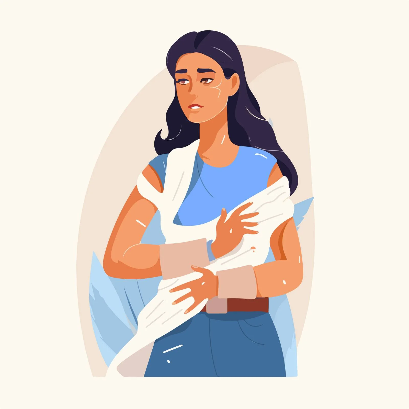 Woman Suffering with Broken Gypsum Cast — free download from Dotvec